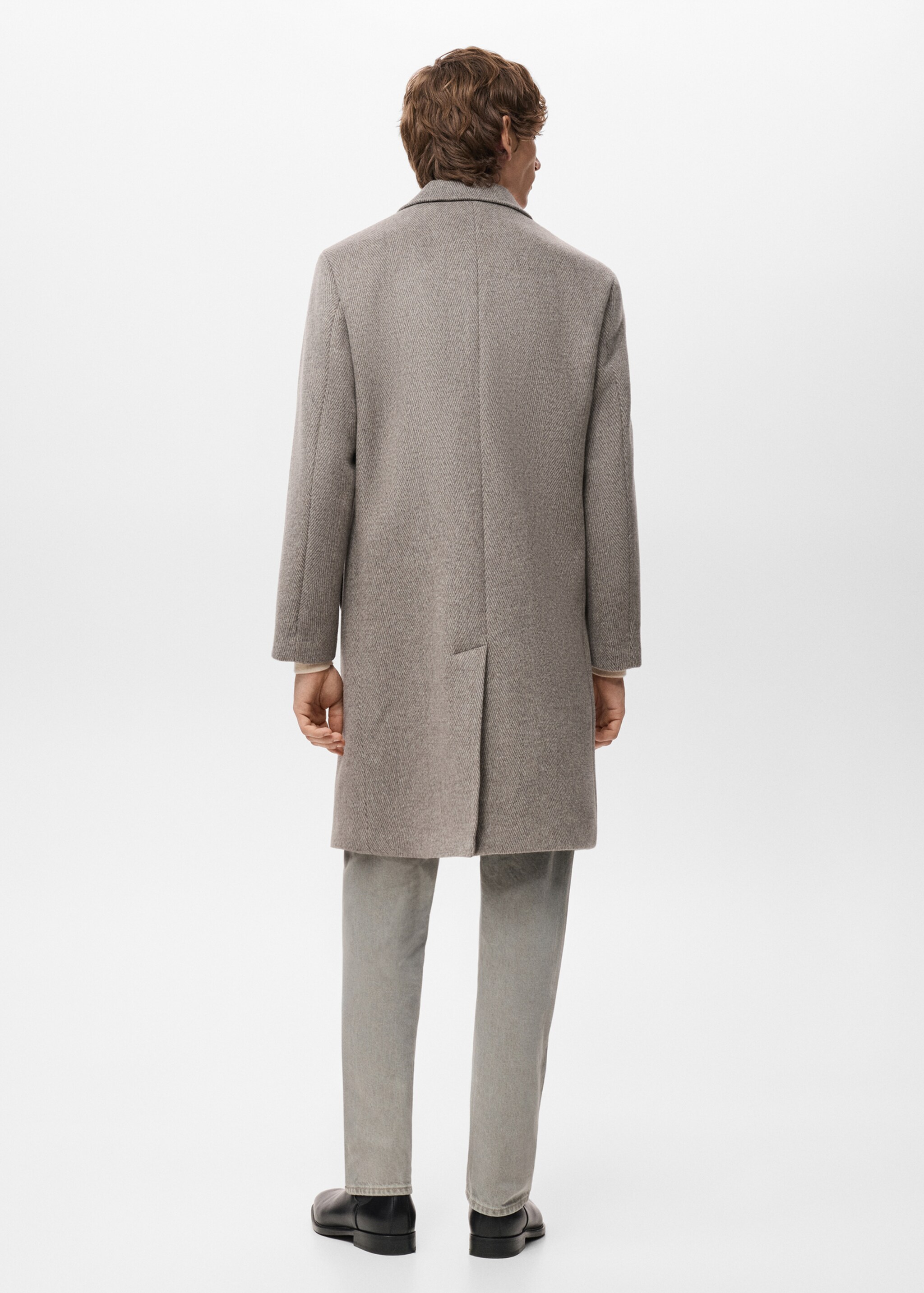 Herringbone structure wool coat - Reverse of the article, Sand. Ref: 27071171-00.