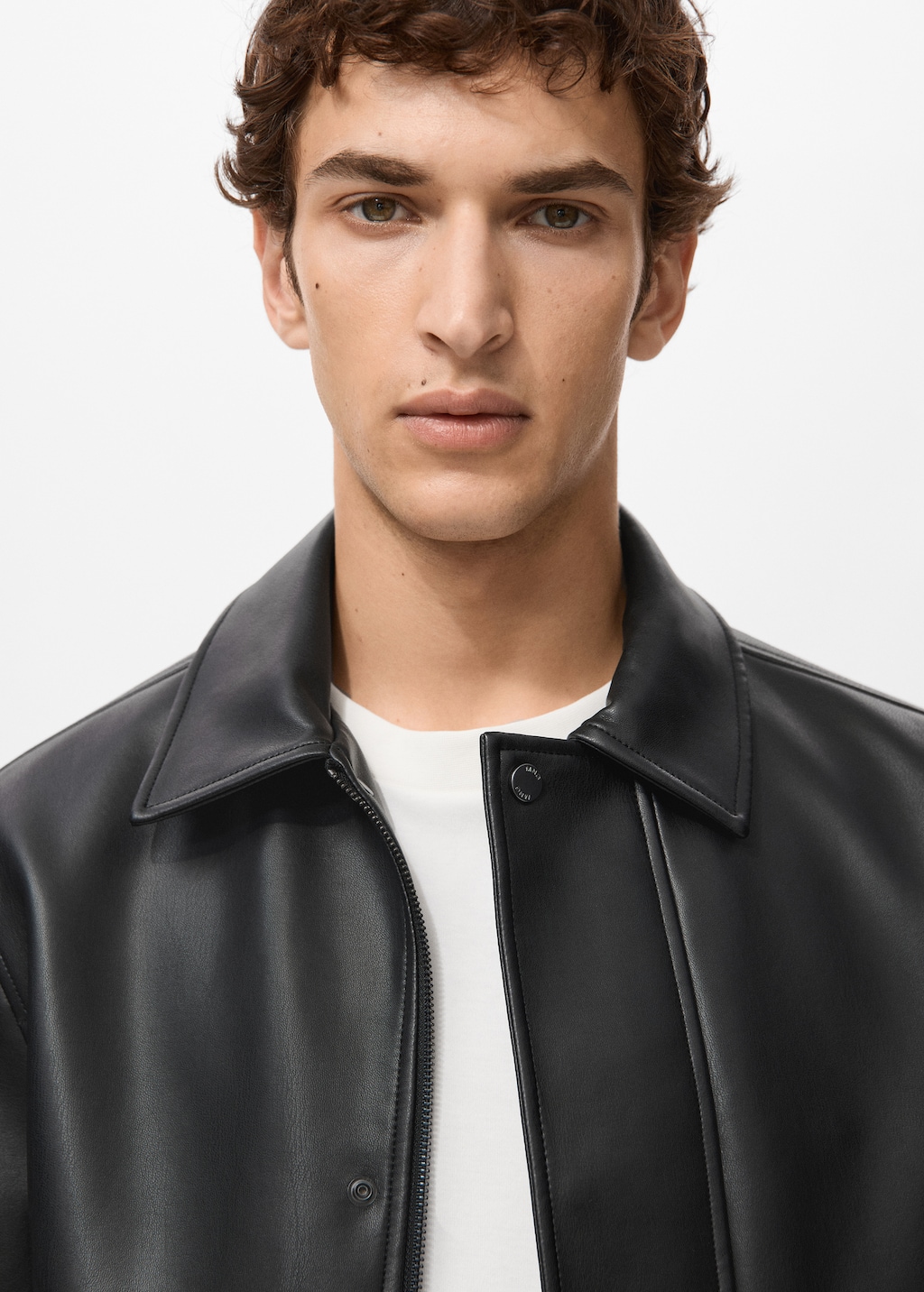 Faux-leather jacket with pockets