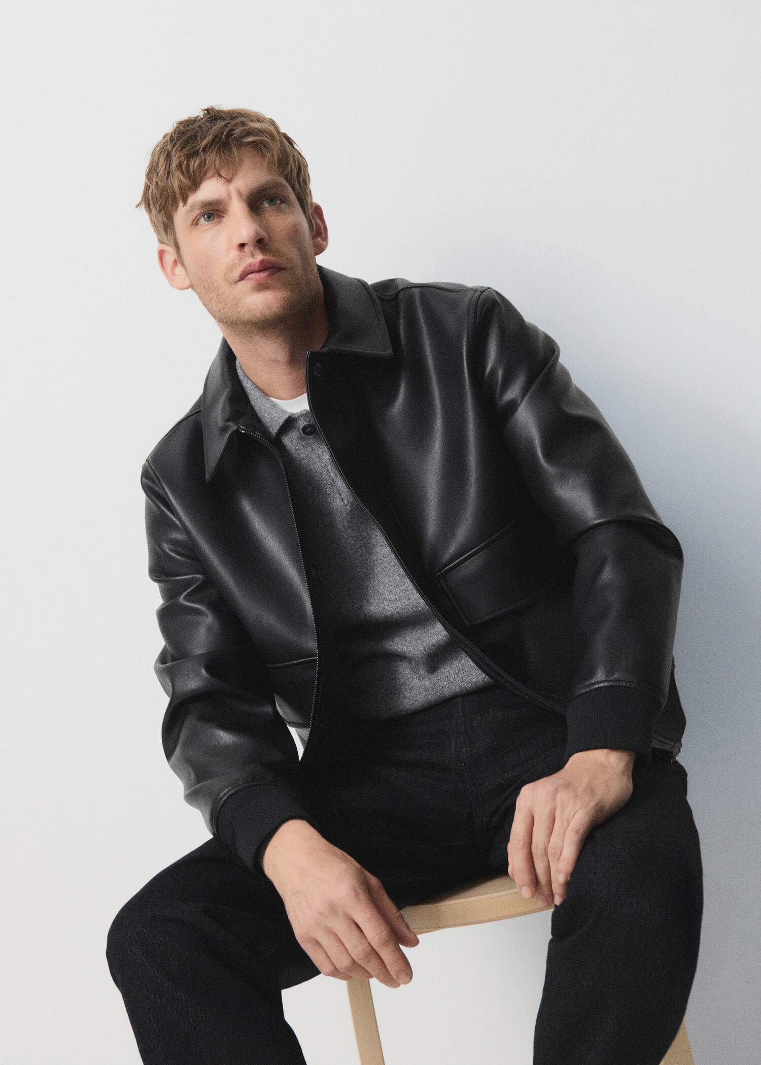 Faux-leather jacket with pockets - Details of the article 3