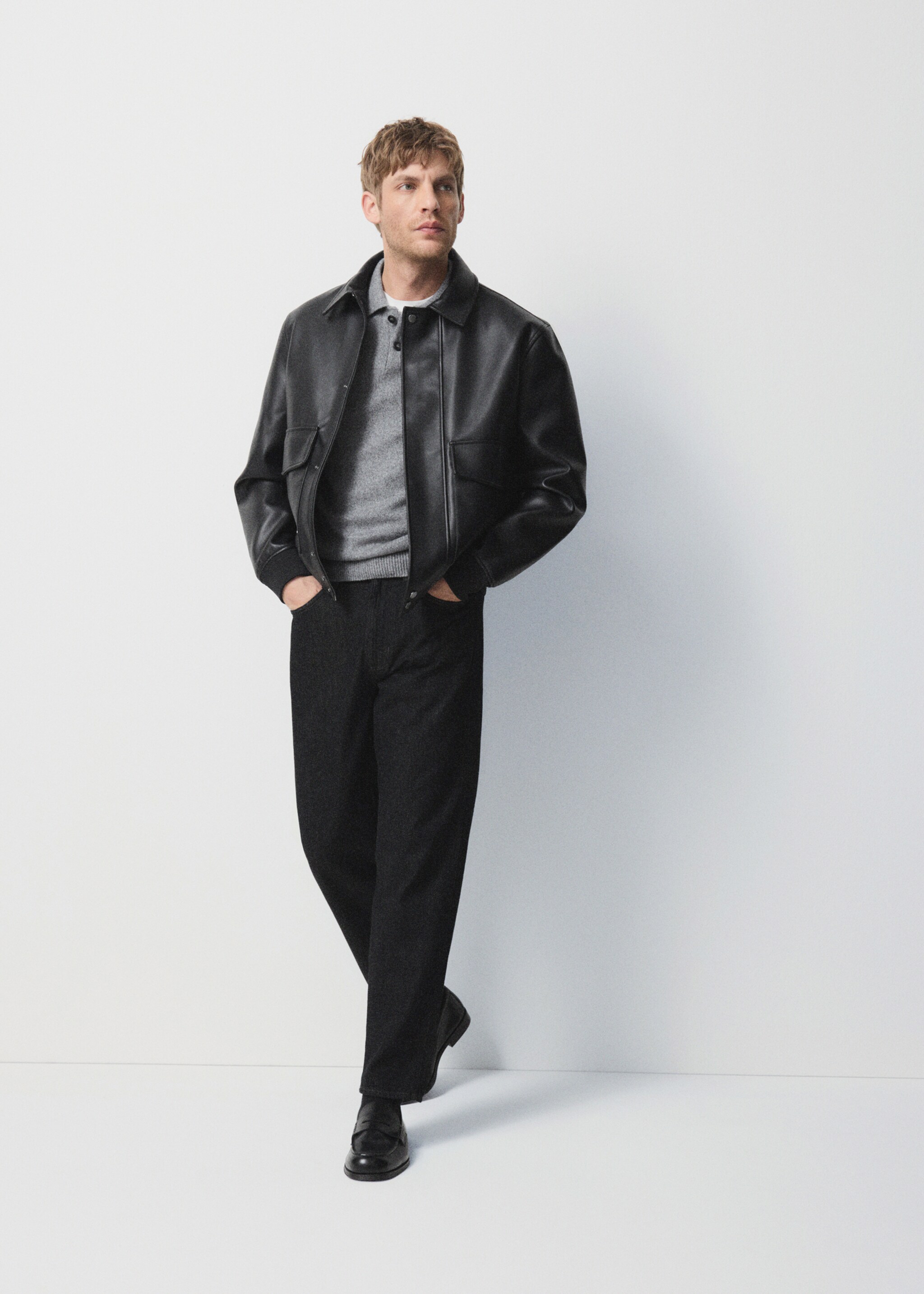 Veste cuir synthétique poches - Détail de l'article 5, Noir. Ref: 27071173-00.