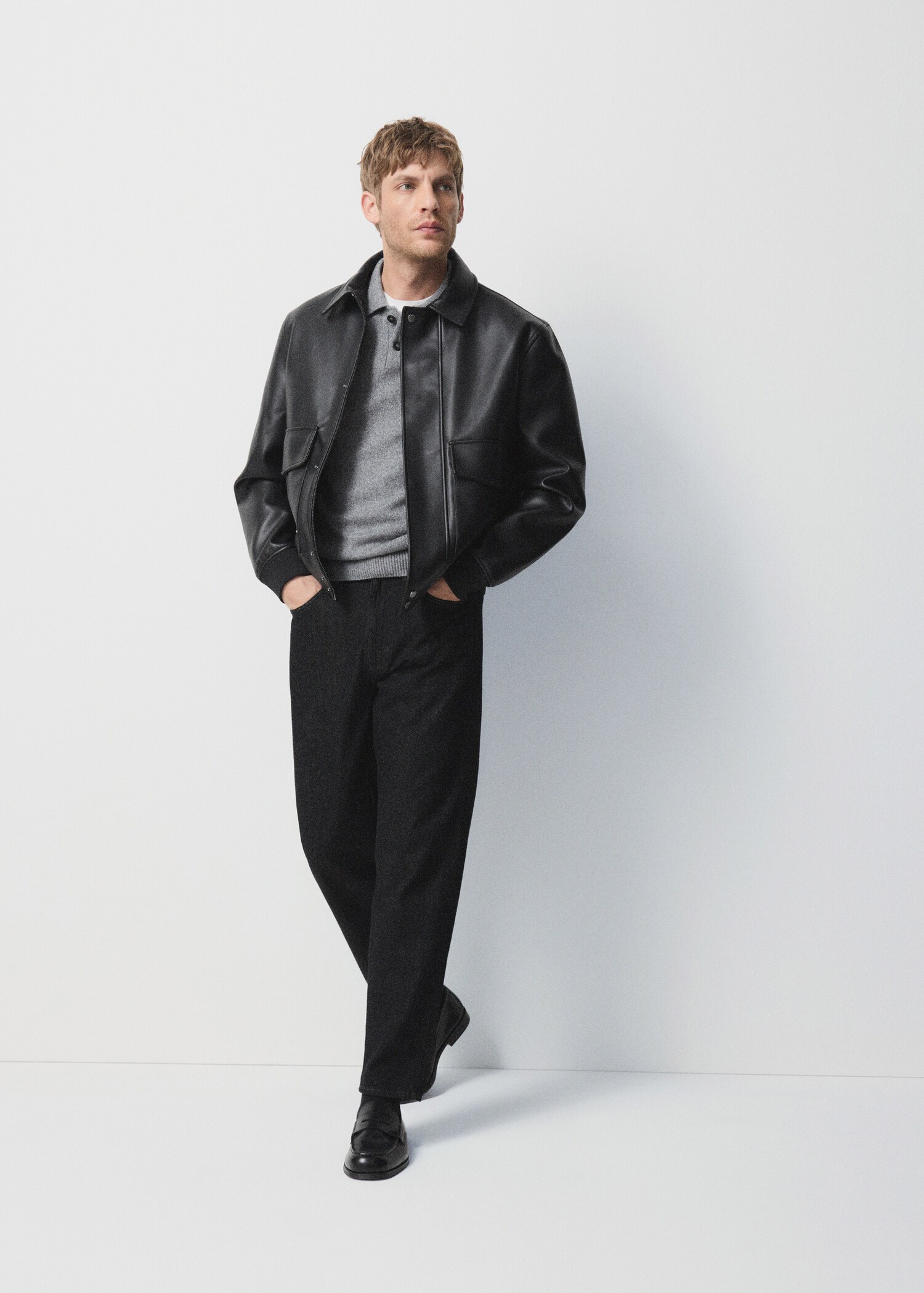 Faux-leather jacket with pockets - Details of the article 5