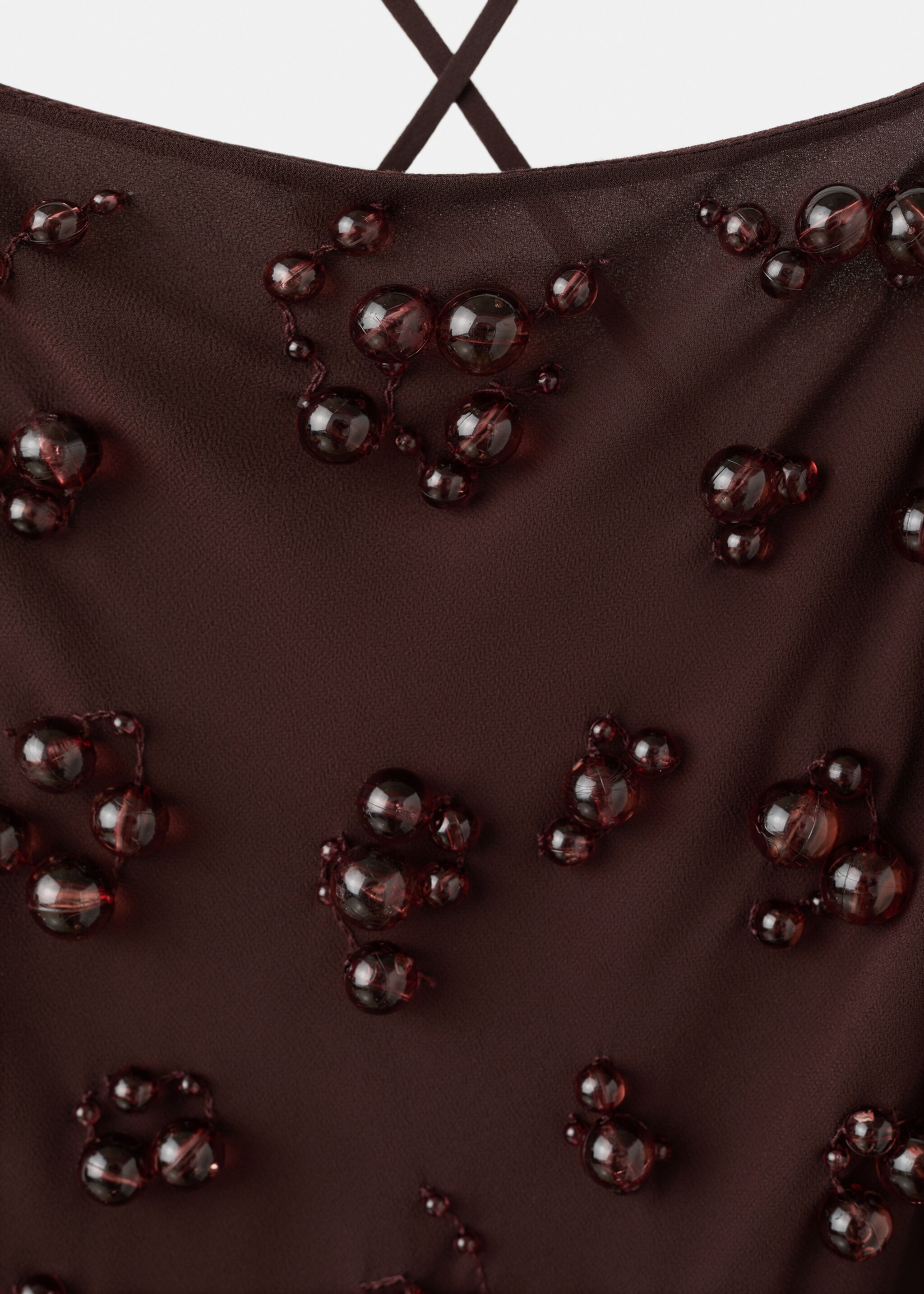 Vestido largo esferas bordadas - Detalle del artículo 8, Marrón. Ref: 27071176-00.