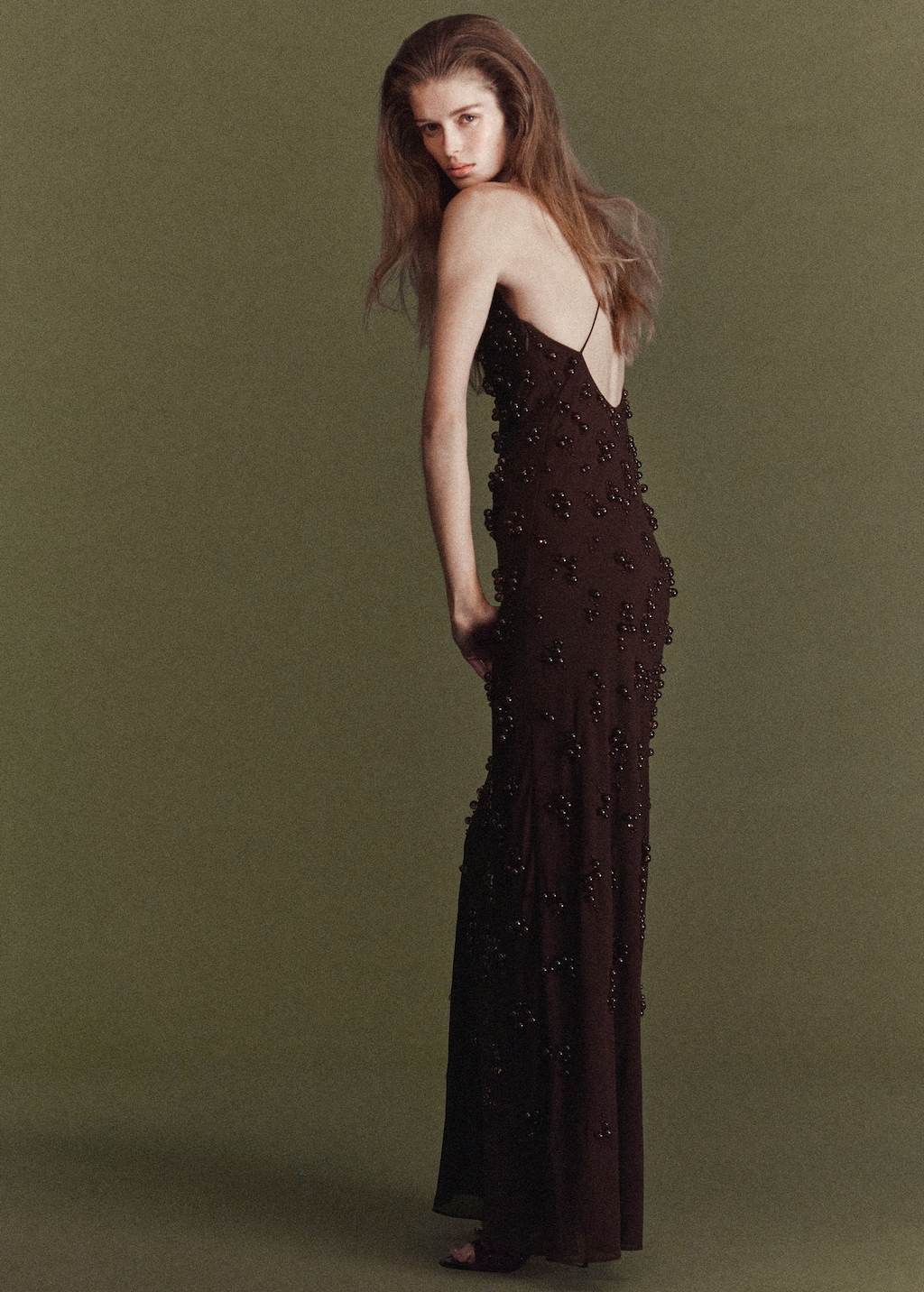 Long dress with embroidered spheres