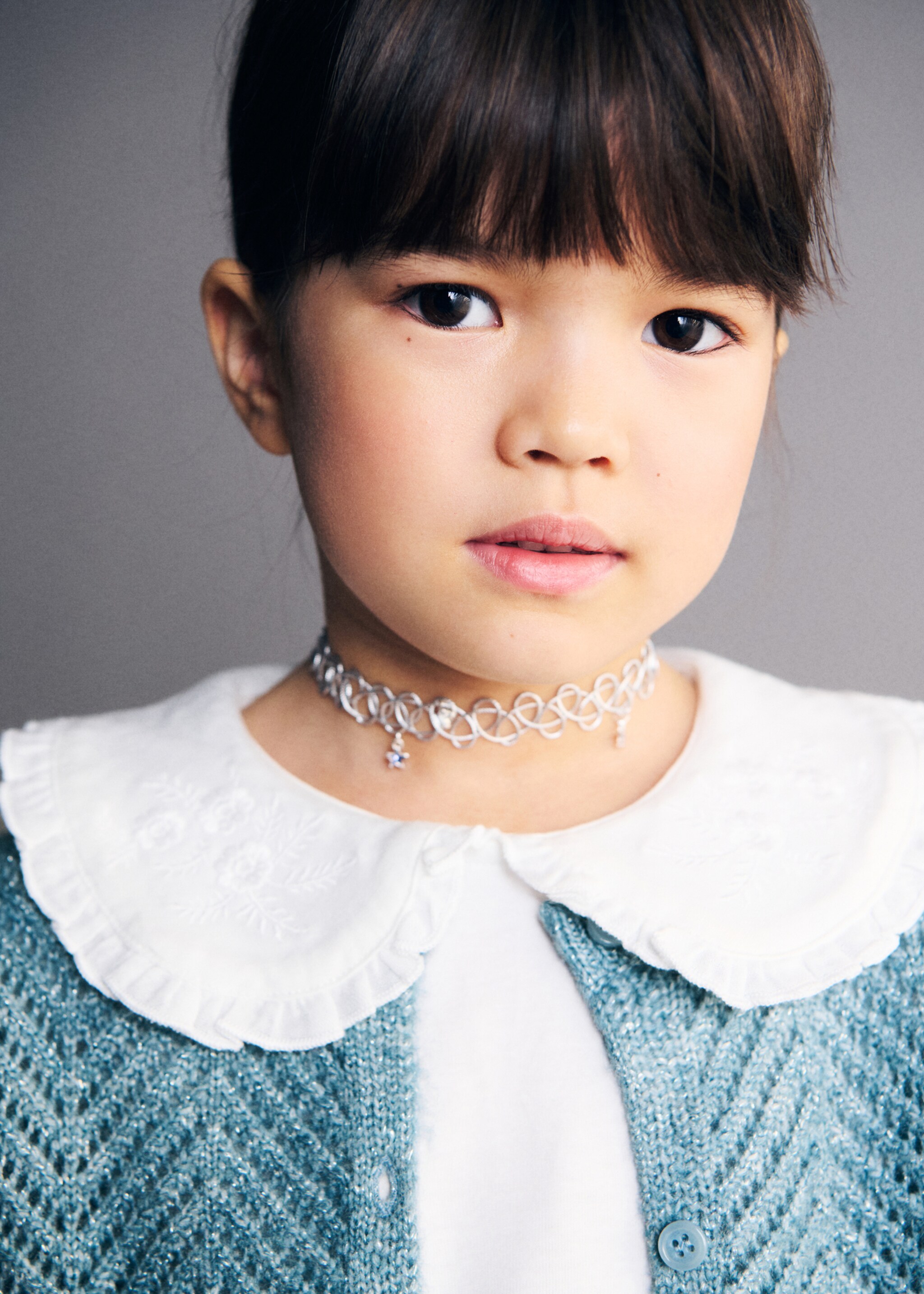 Lurex knitted cardigan - Details of the article 1, Aqua Green. Ref: 27071180-00.