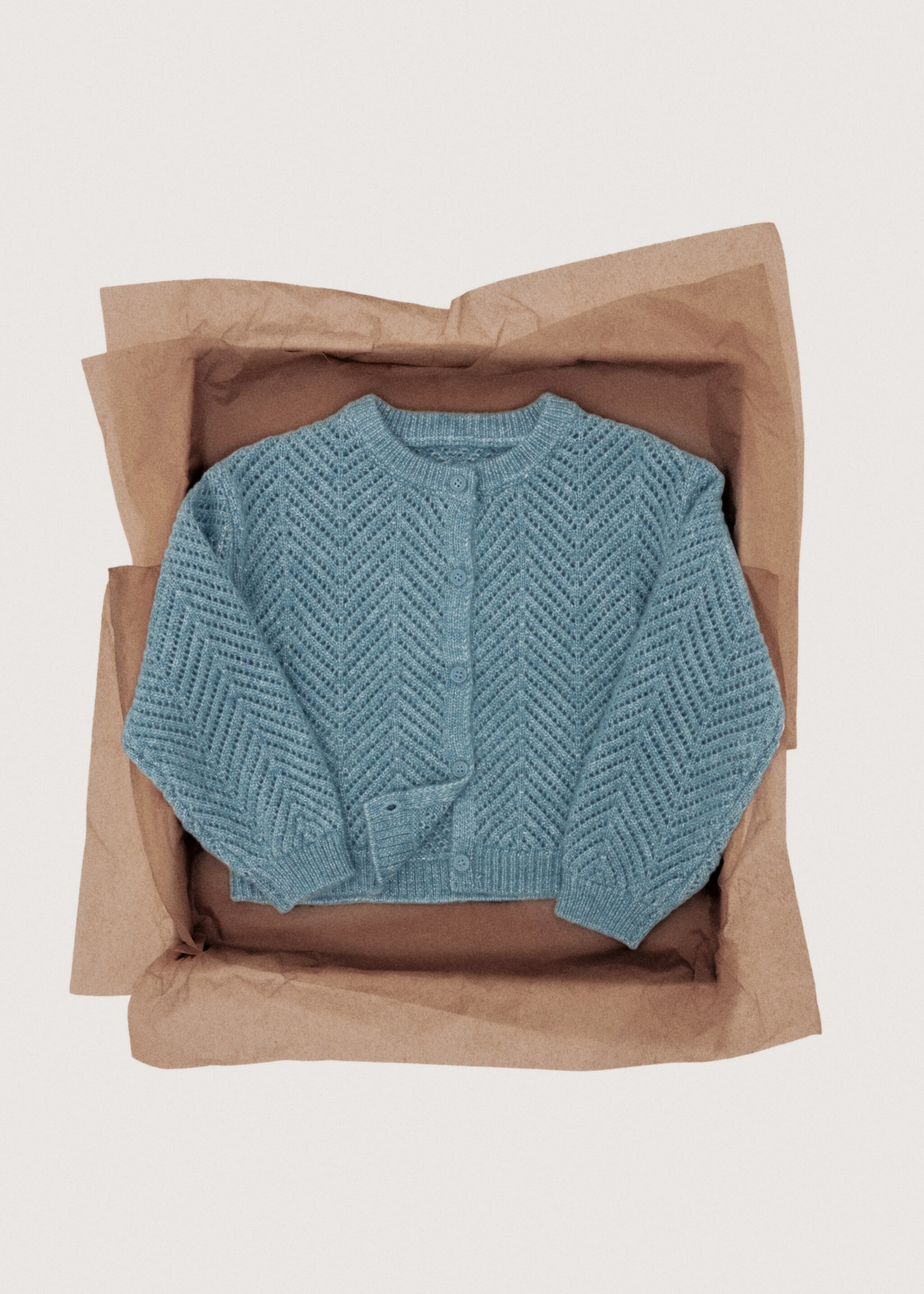 Lurex knitted cardigan - Details of the article 7, Aqua Green. Ref: 27071180-00.