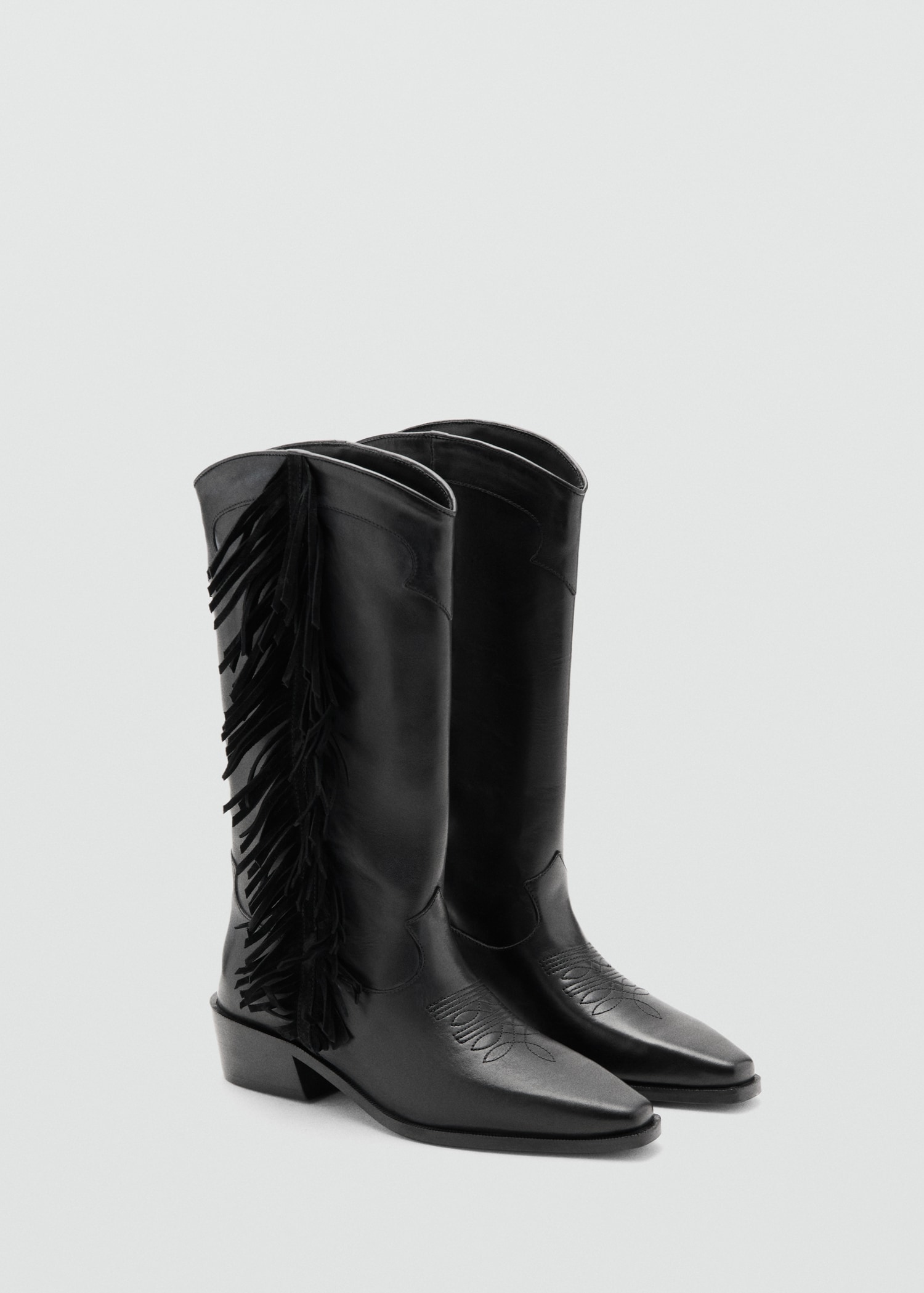 Tall leather boots with tassels - Medium plane