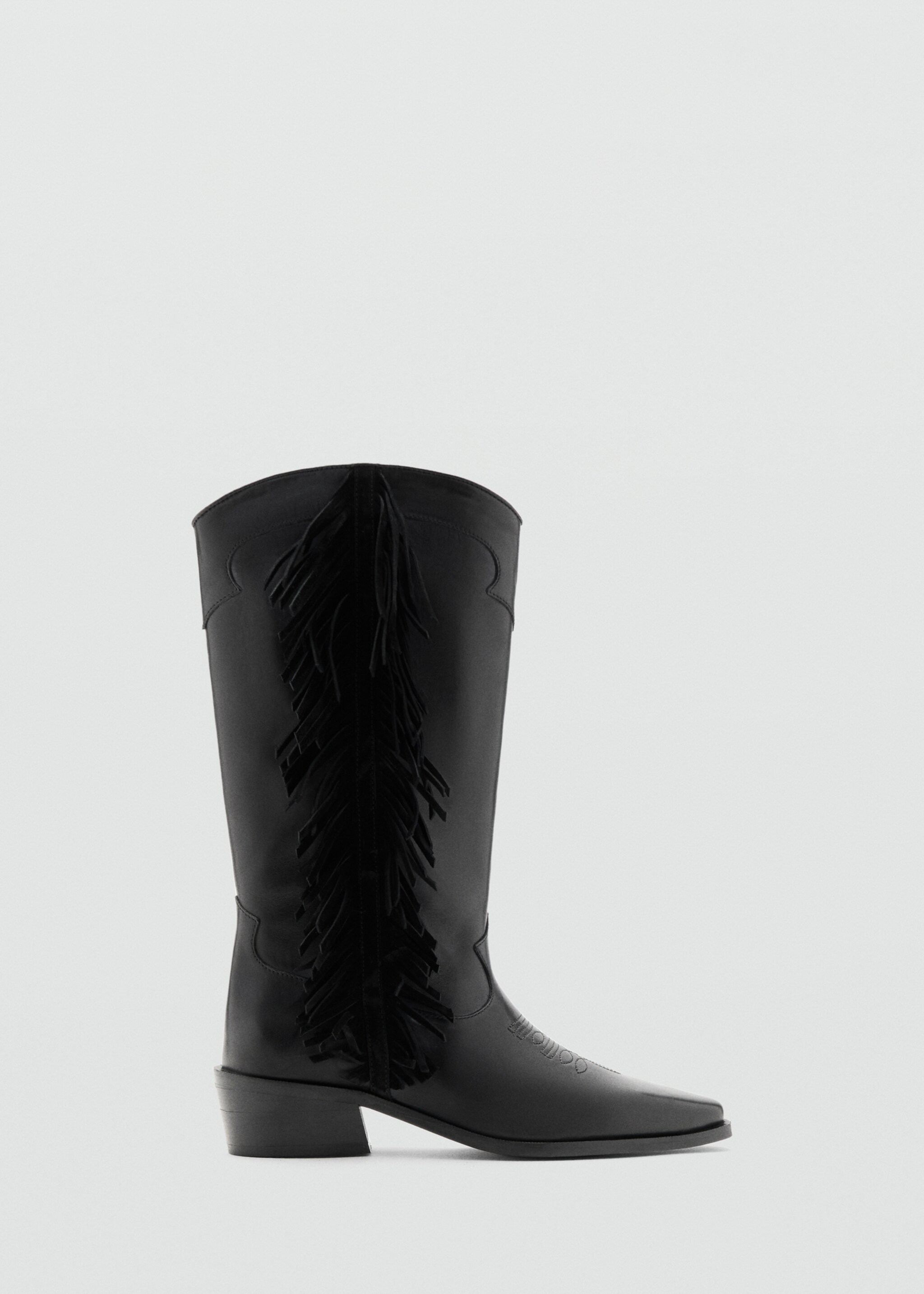 Tall leather boots with tassels - Article without model, Black. Ref: 27071182-00.