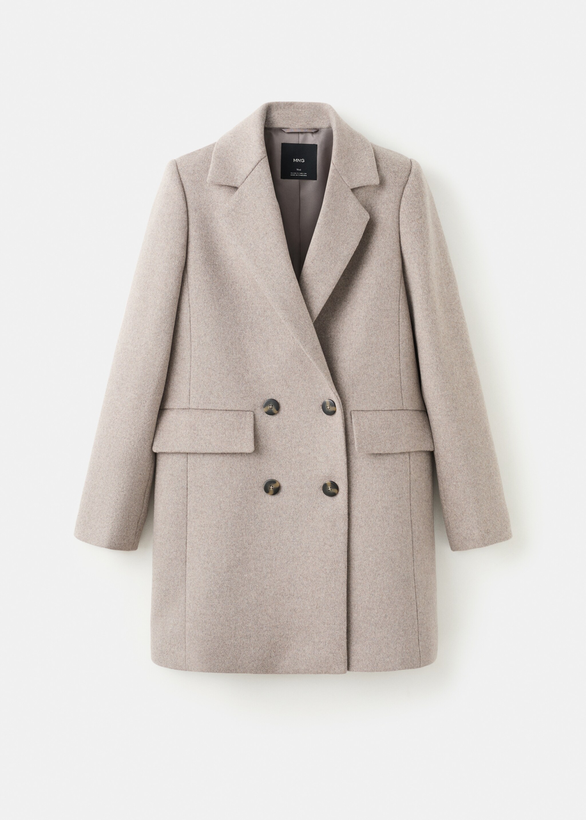 Manteau laine mélangée double boutonnage - Article sans modèle, Marron moyen. Ref: 27071185-00.