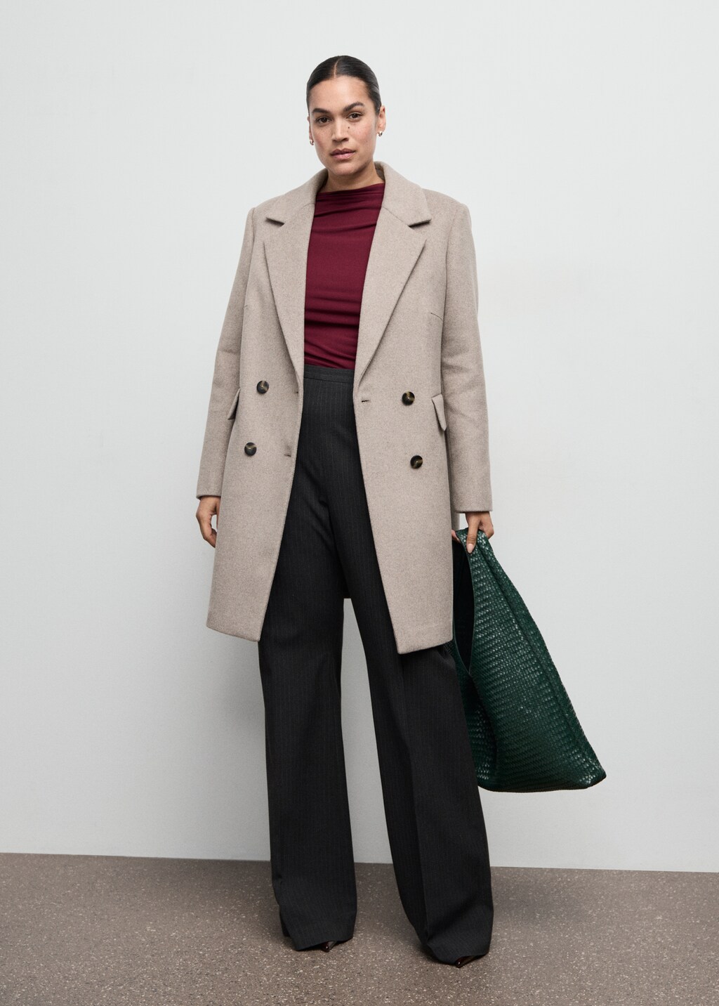 Mango Double-breasted wool blend coat thumbnail