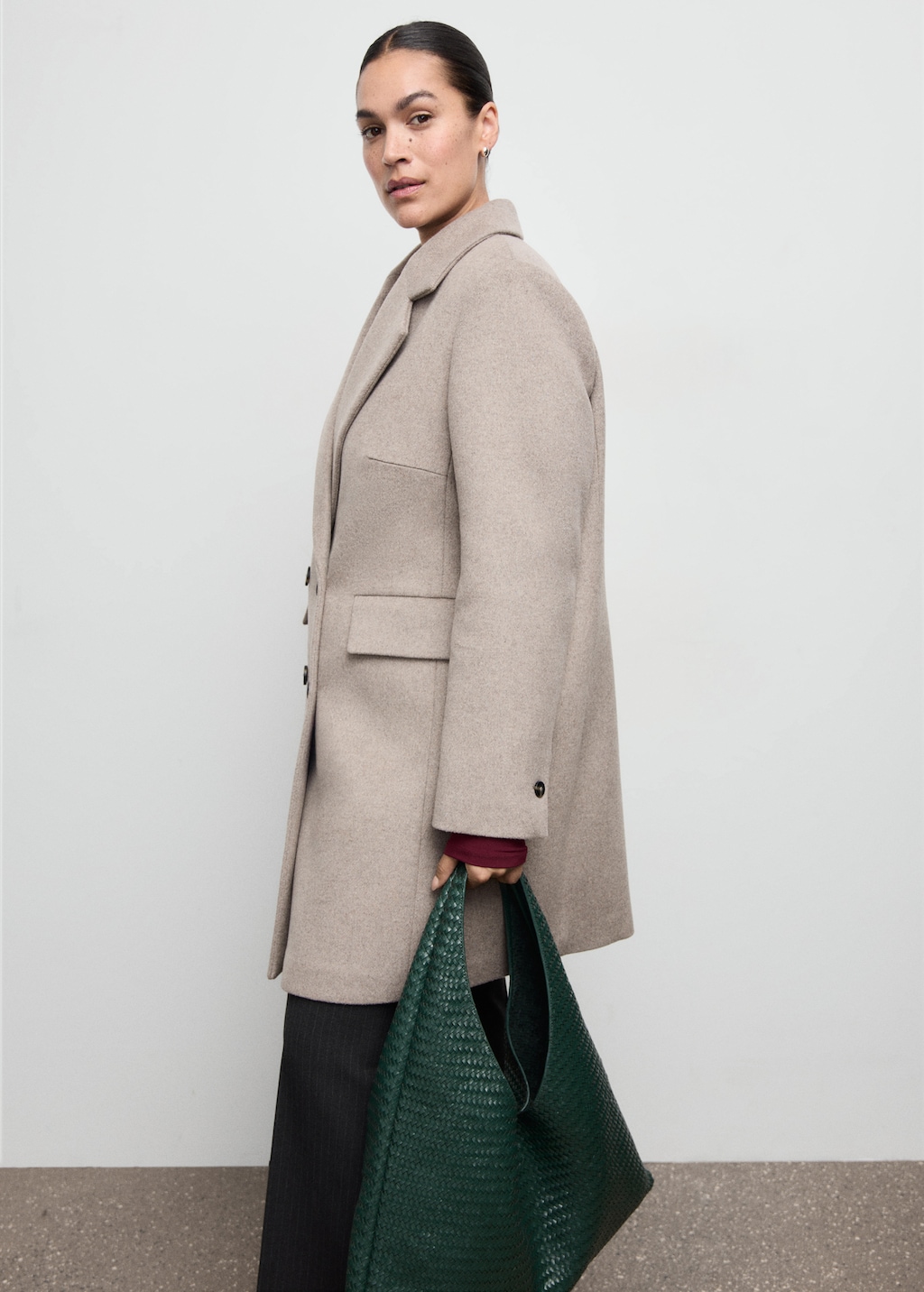 Mango Double-breasted wool blend coat thumbnail