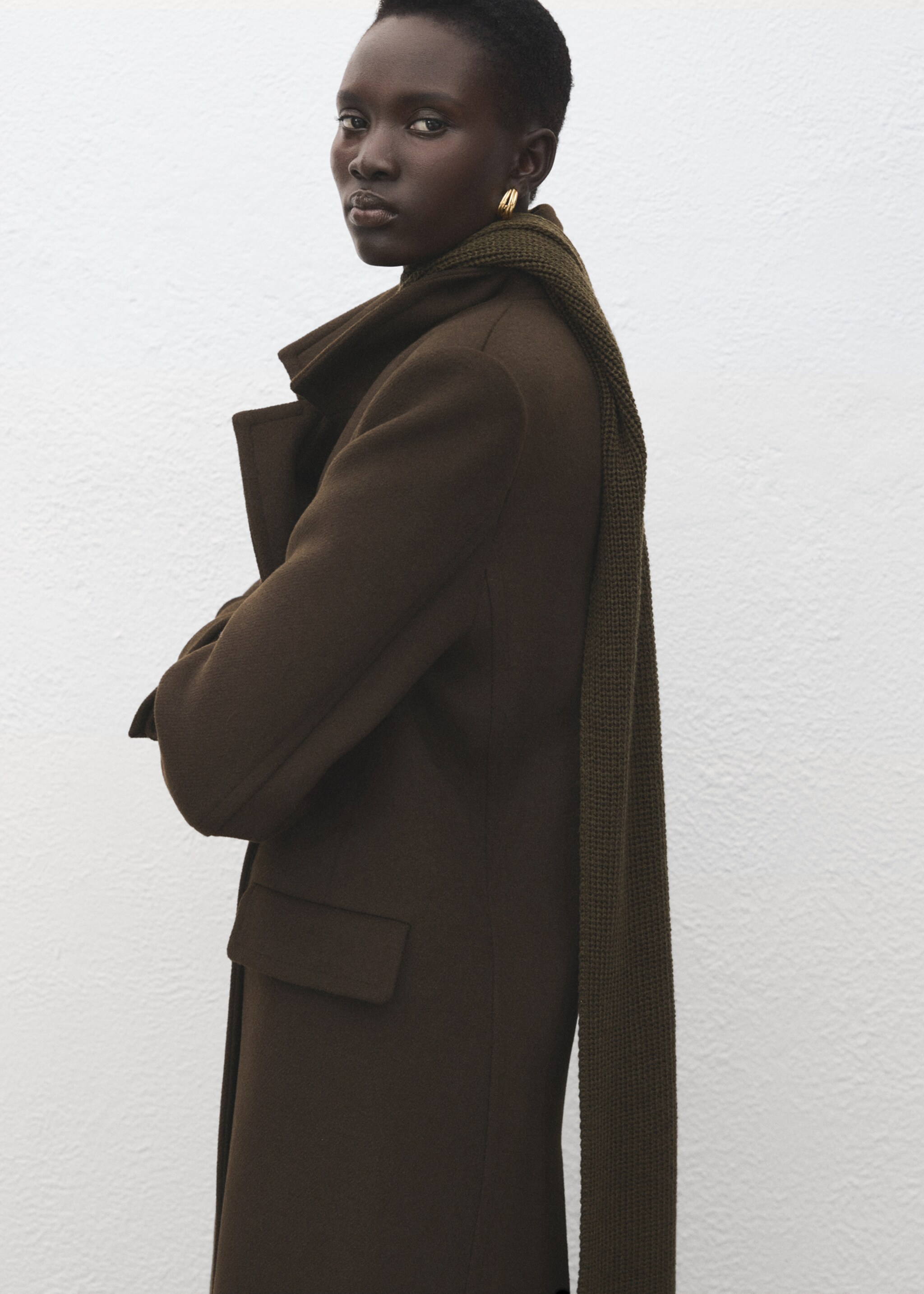 Double-breasted wollen jas - Detail van het artikel 2, Kaki. Ref: 27071187-00.