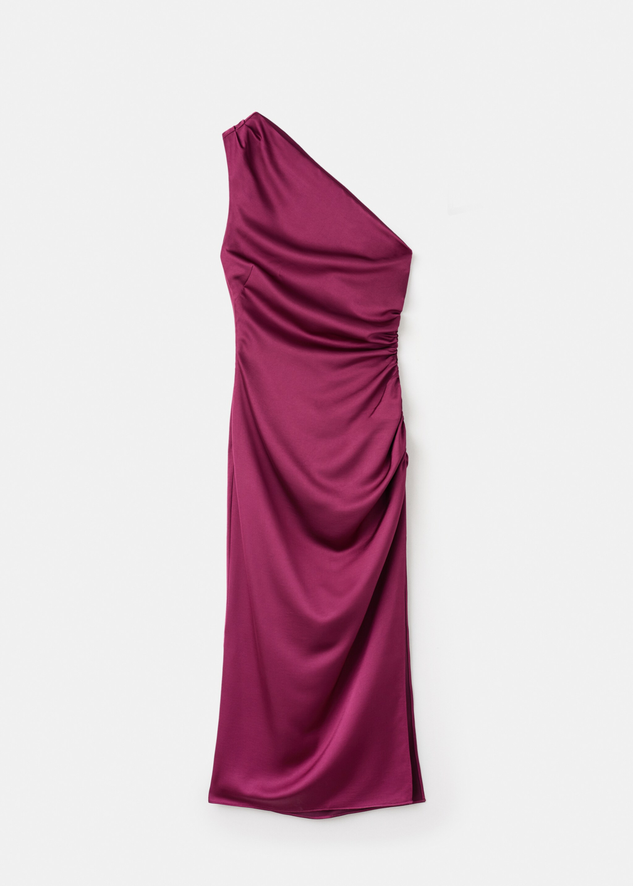 Asymmetrical satin dress with side slits - Article without model, Fuchsia. Ref: 27071192-00.