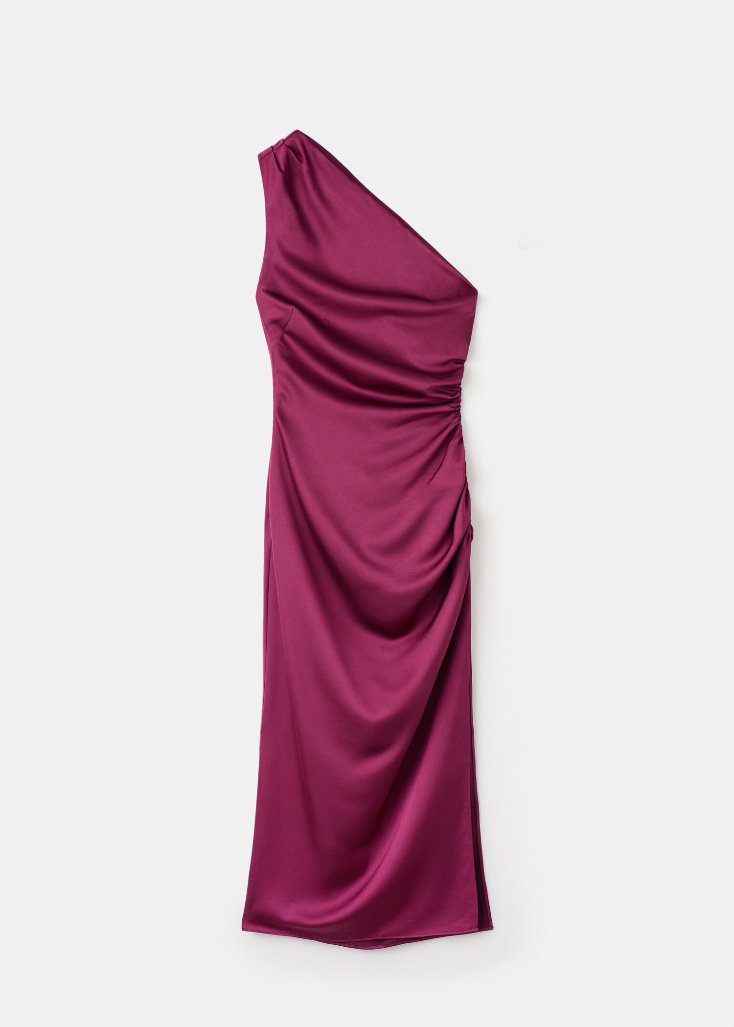 Asymmetrical satin dress with side slits - Article without model
