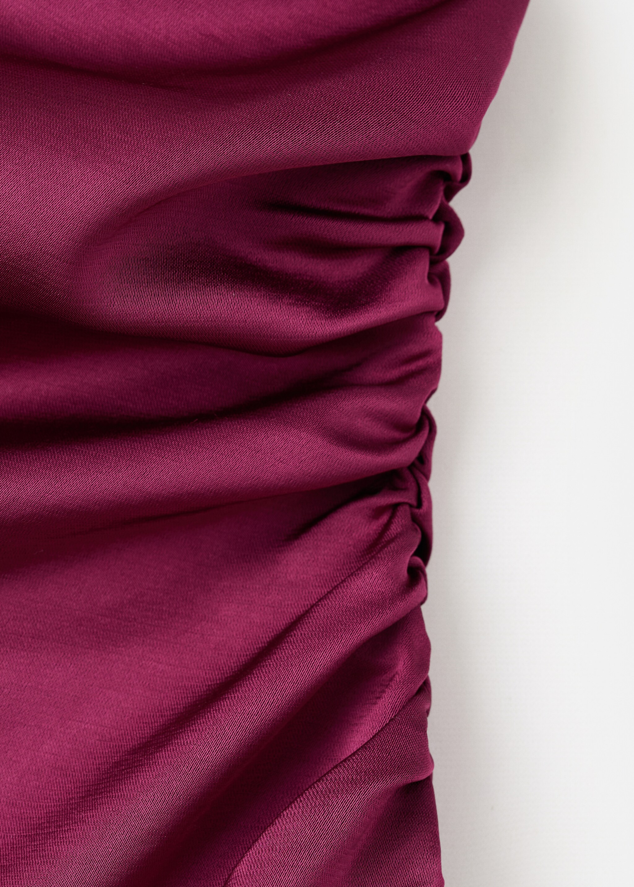 Asymmetrical satin dress with side slits - Details of the article 0, Fuchsia. Ref: 27071192-00.