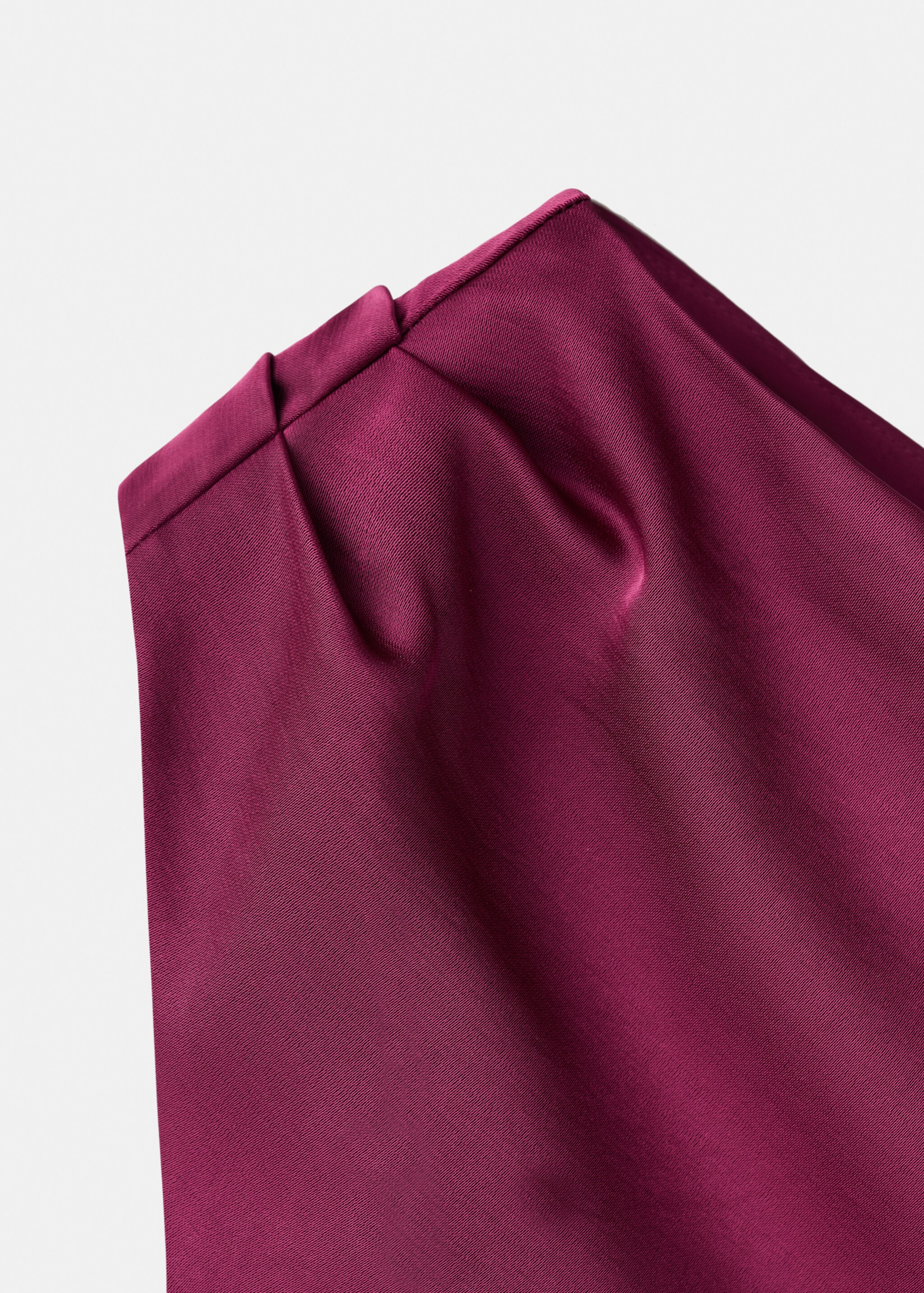 Asymmetrical satin dress with side slits - Details of the article 8, Fuchsia. Ref: 27071192-00.