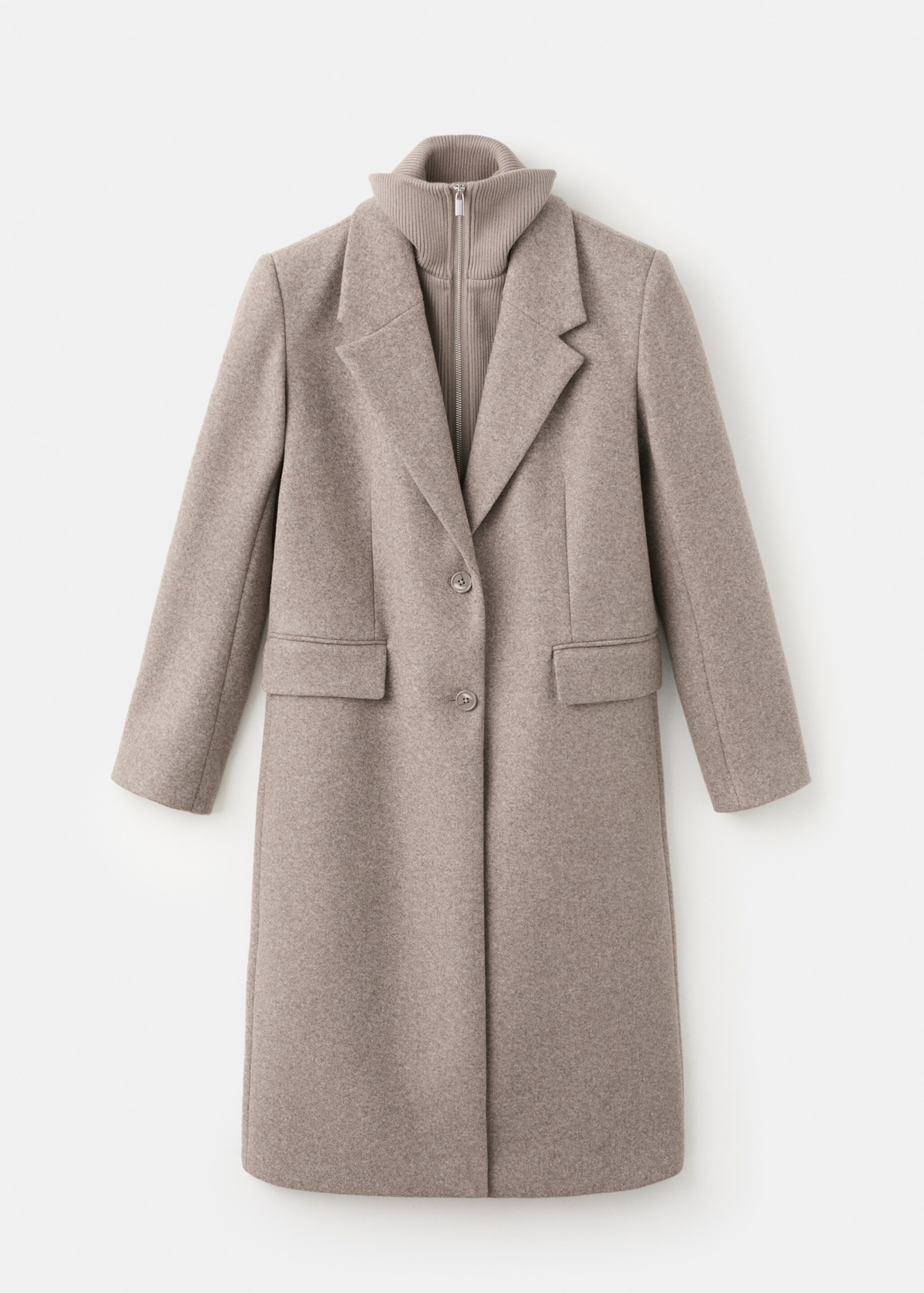Combined coat with detachable collar - Article without model, Brown. Ref: 27071194-00.