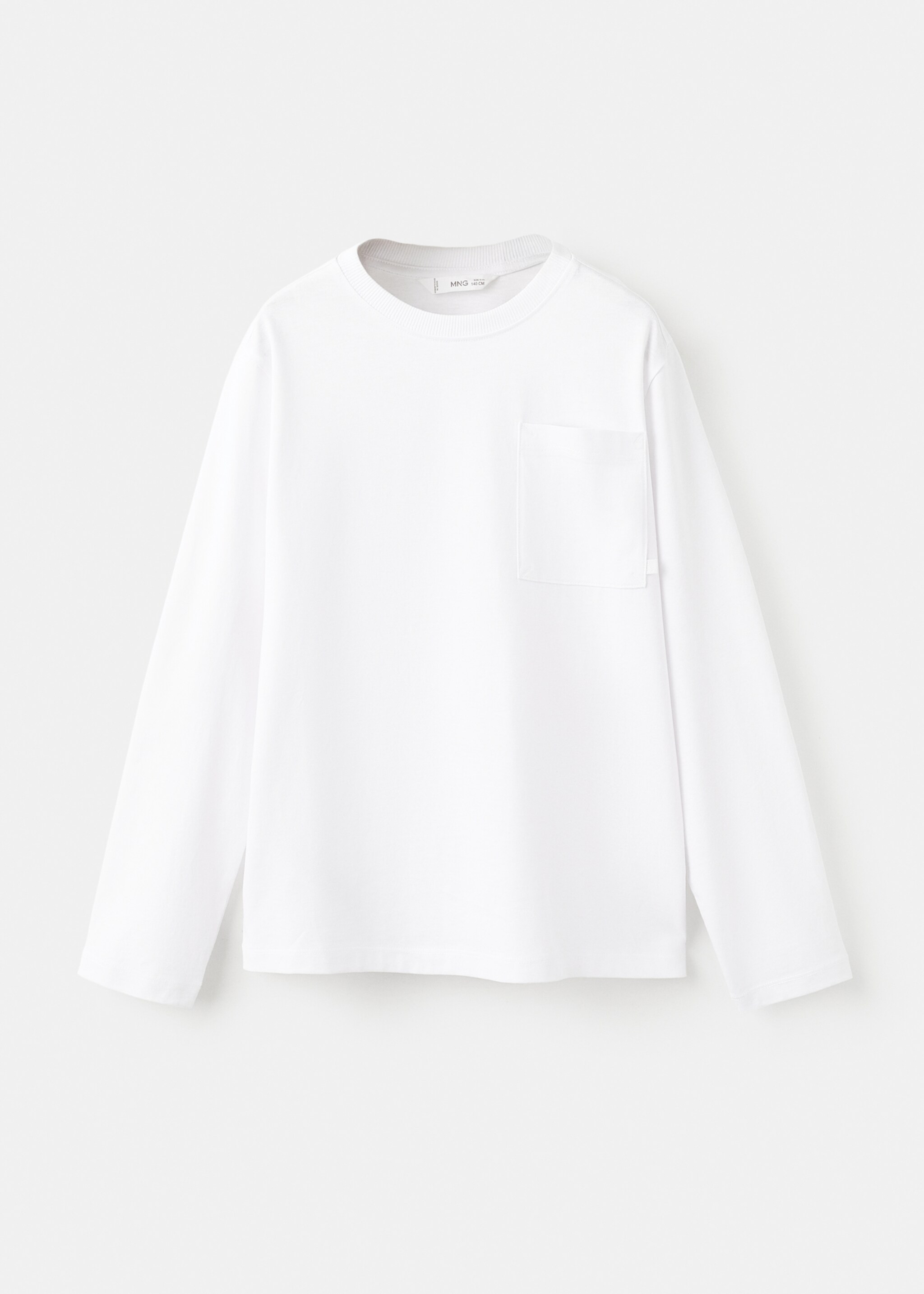 Long-sleeved t-shirt with pocket - Article without model, White. Ref: 27071195-00.