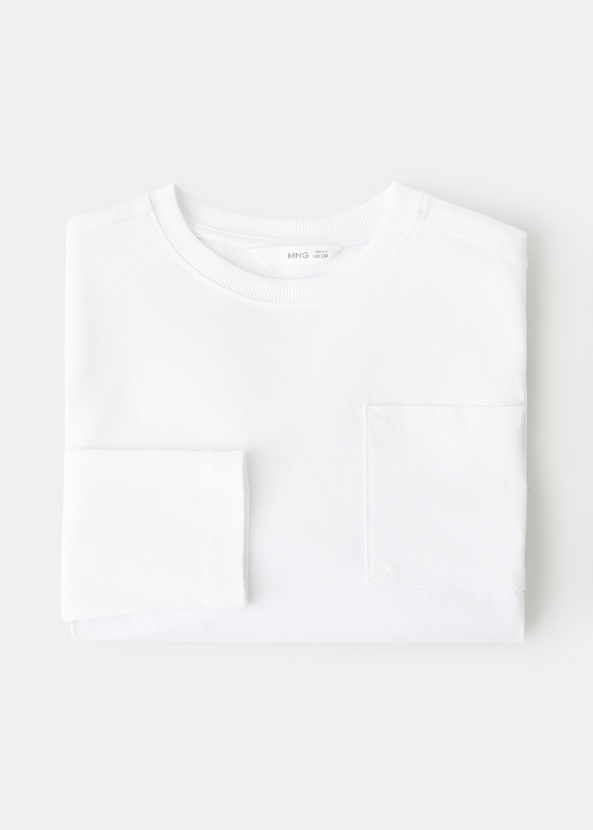 Long-sleeved t-shirt with pocket - Details of the article 0, White. Ref: 27071195-00.