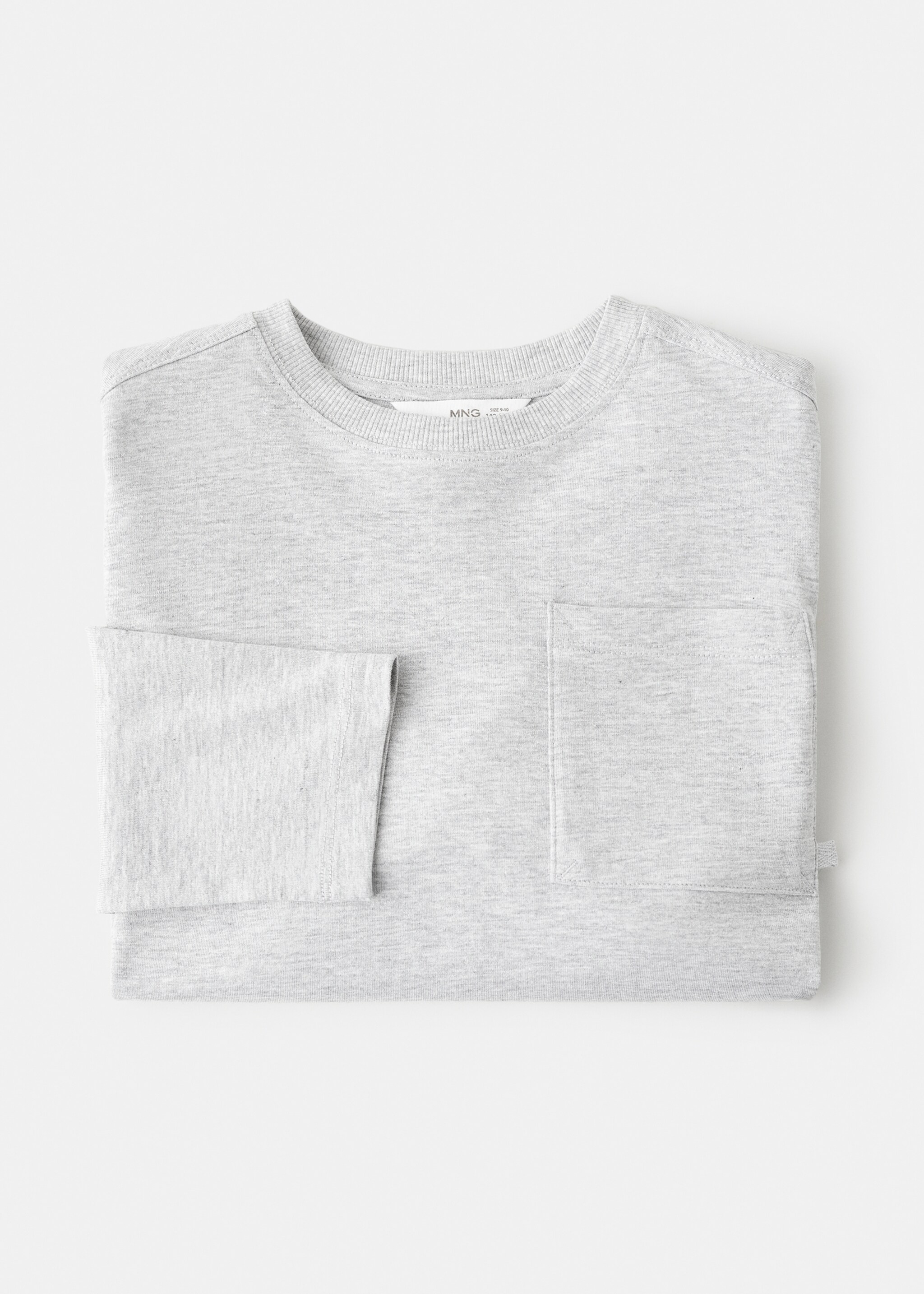 Long-sleeved t-shirt with pocket - Details of the article 0, Medium Heather Grey. Ref: 27071195-00.