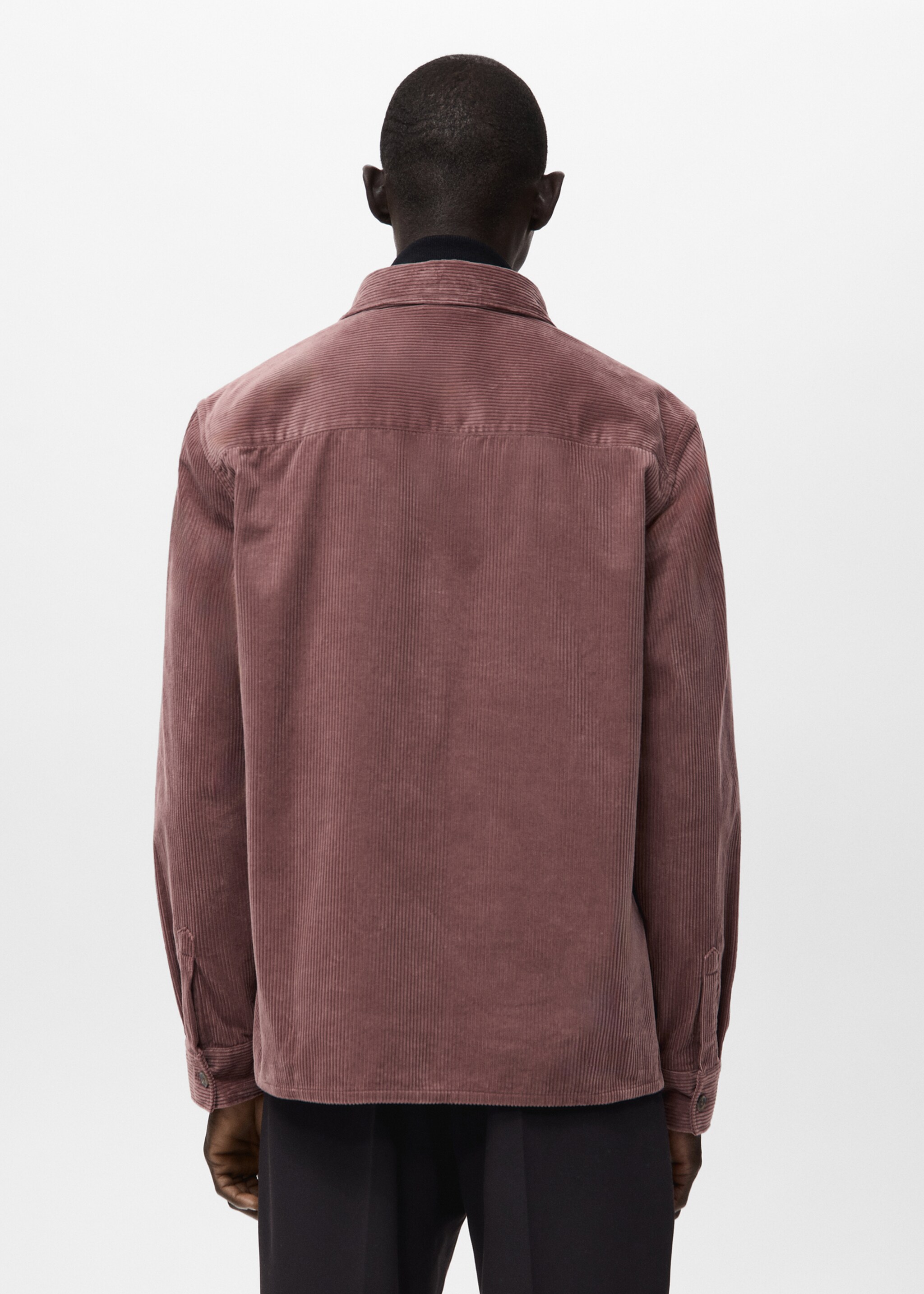 Corduroy overshirt with pockets - Reverse of the article, Burgundy. Ref: 27071198-00.