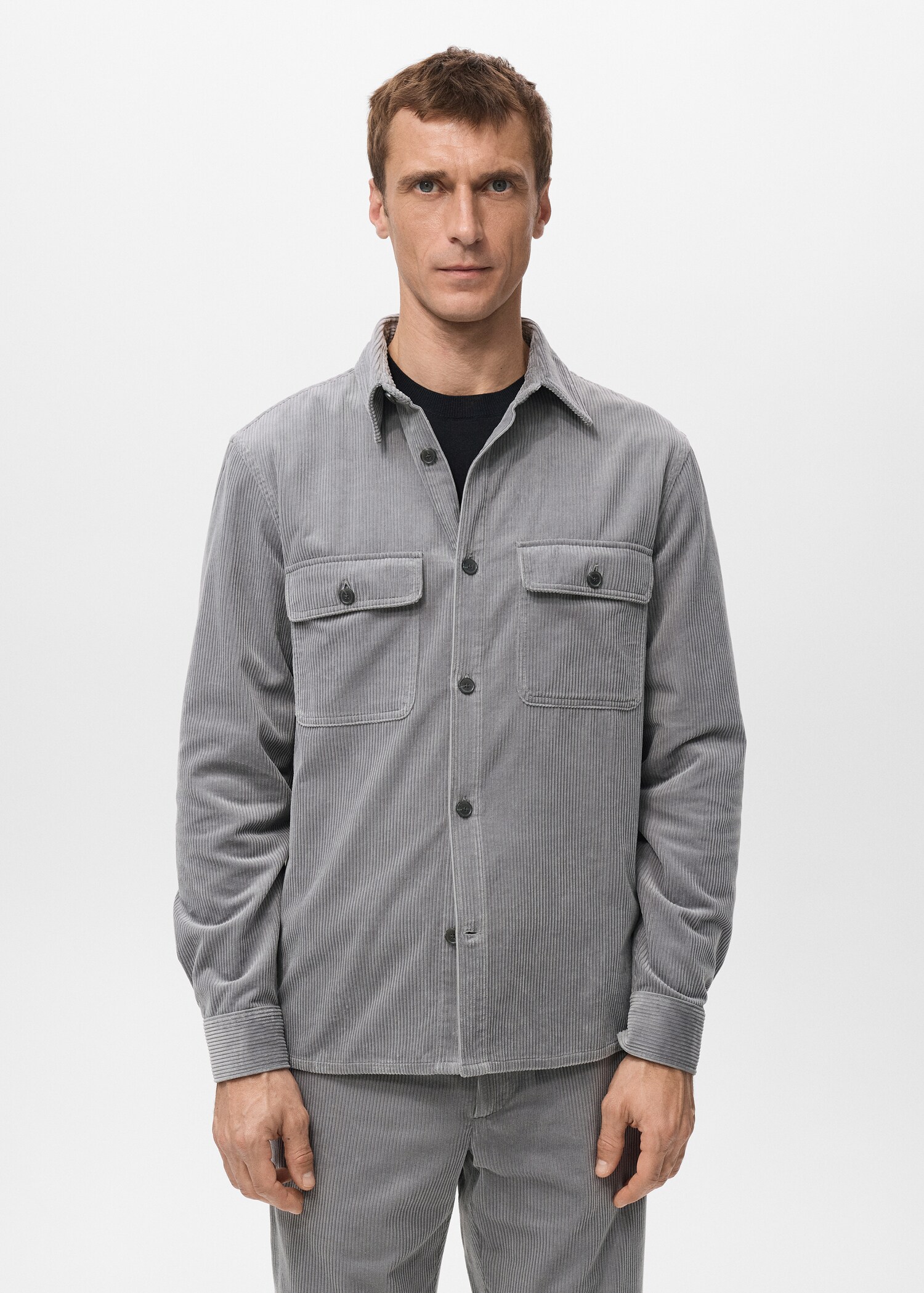 Corduroy overshirt with pockets - Medium plane