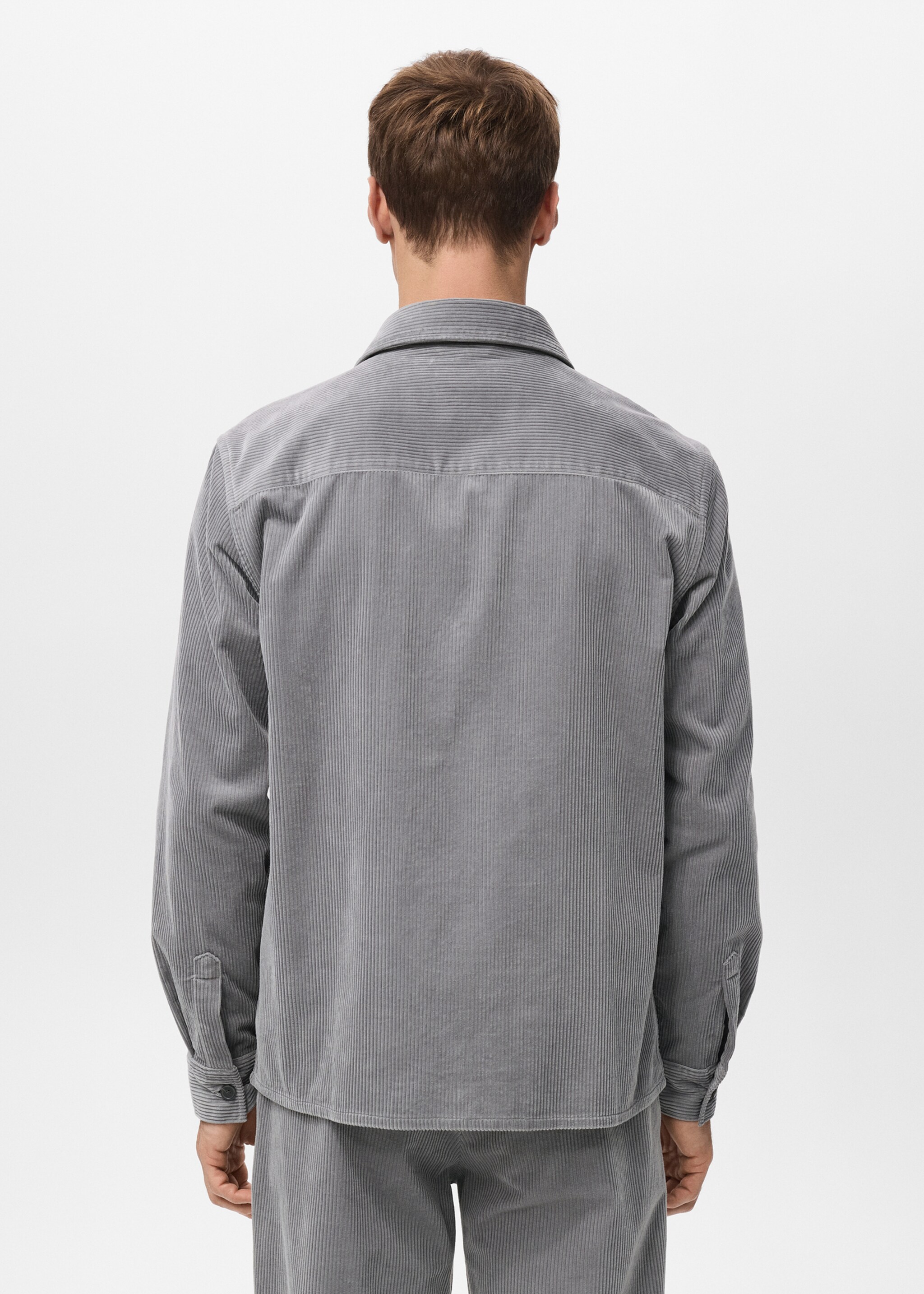 Corduroy overshirt with pockets - Reverse of the article, Light Heather Grey. Ref: 27071198-00.