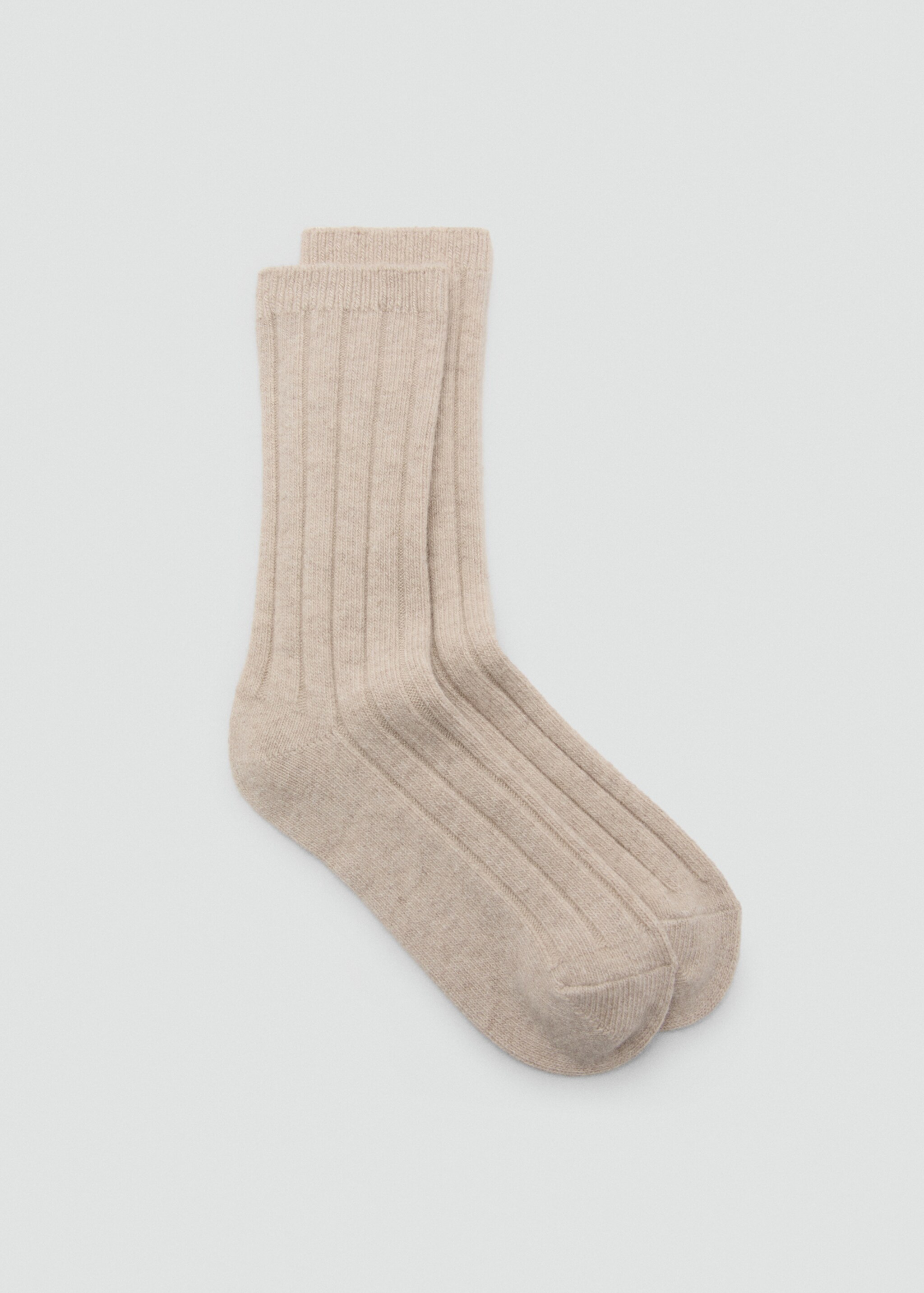 Chaussettes laine mélangée maille côtelée - Article sans modèle, Écru. Ref: 27071201-00.