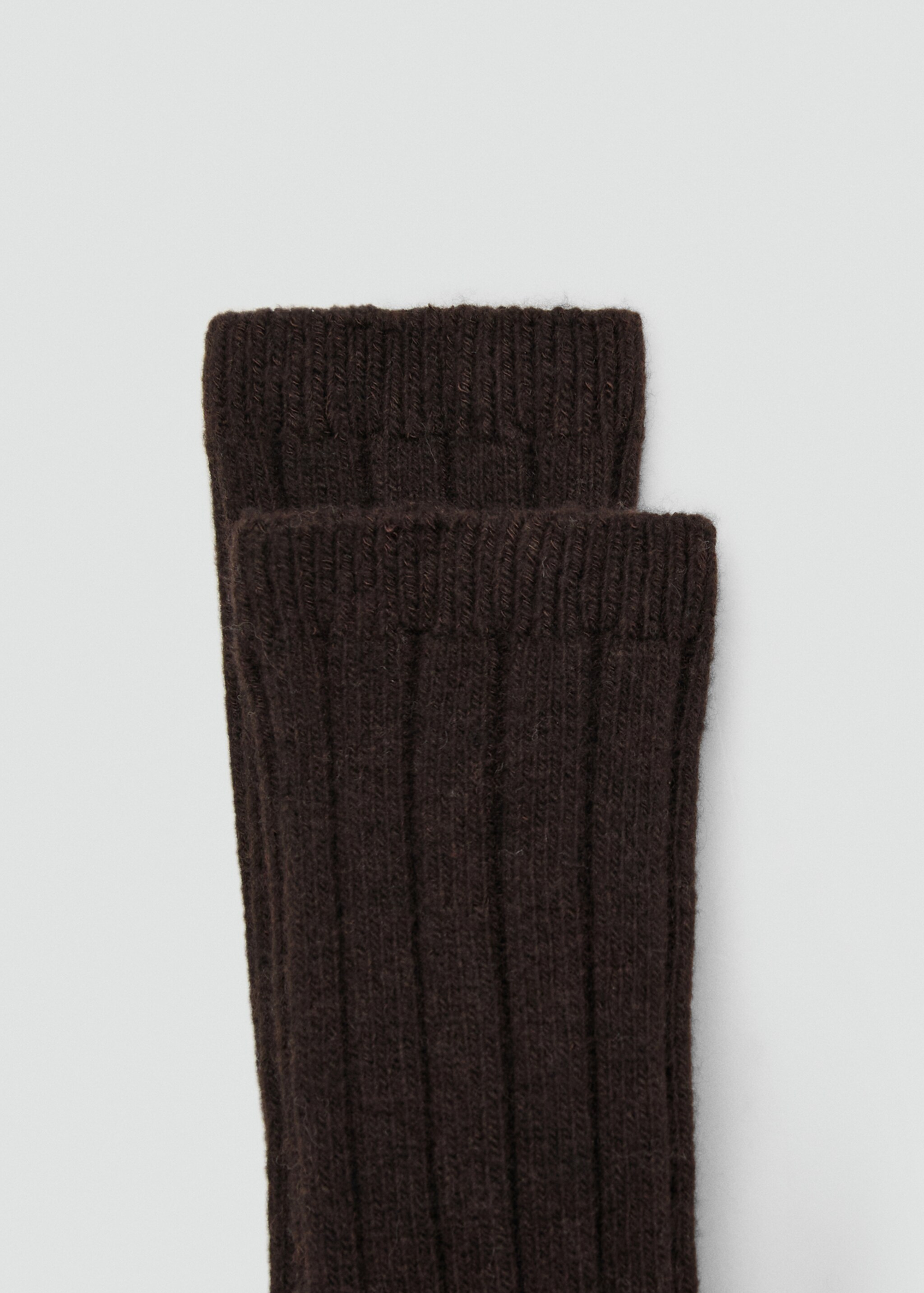 Chaussettes laine mélangée maille côtelée - Plan moyen, Chocolat. Ref: 27071201-00.