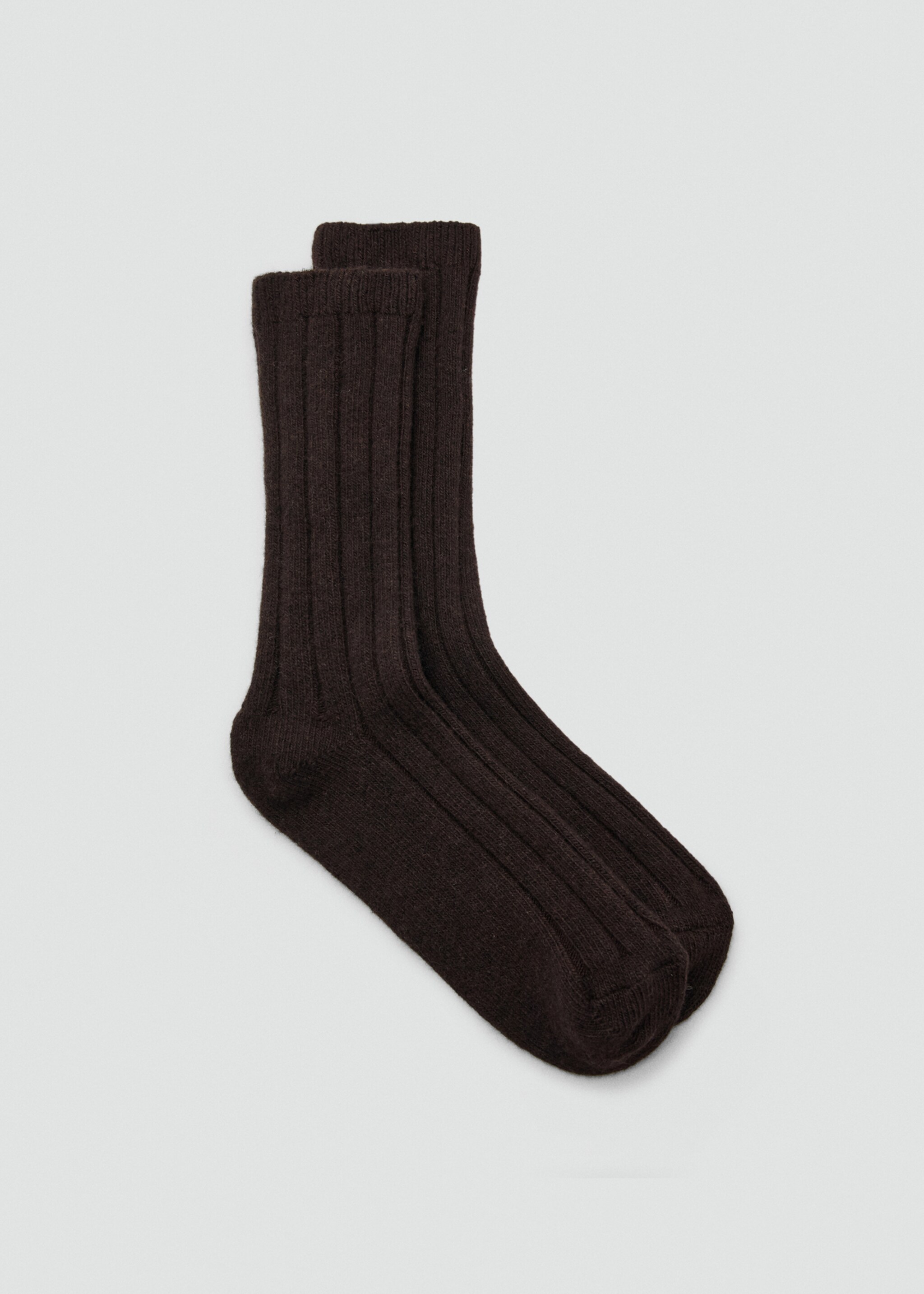 Chaussettes laine mélangée maille côtelée - Article sans modèle, Chocolat. Ref: 27071201-00.