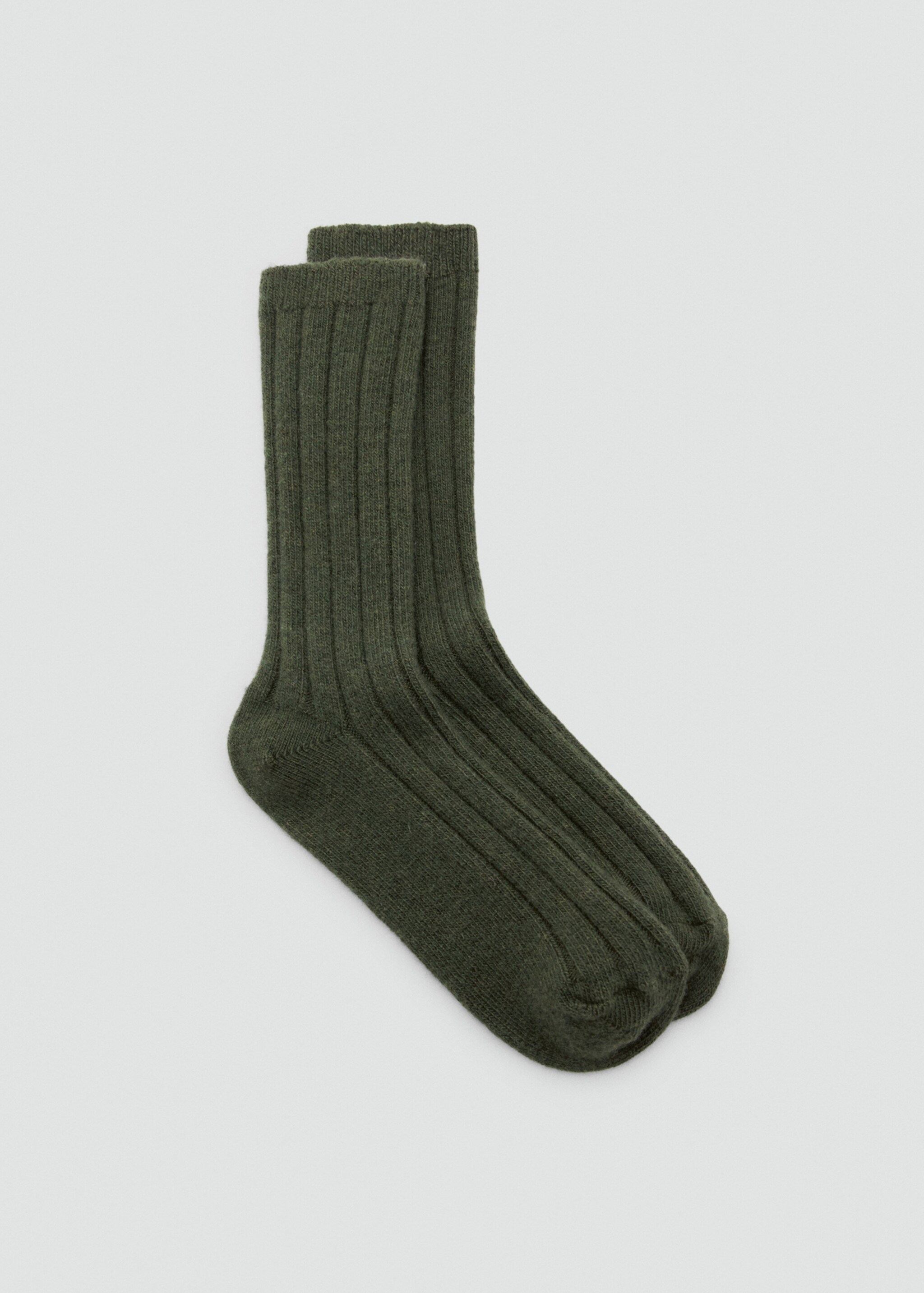Ribbed wool blend socks - Article without model, Khaki. Ref: 27071201-00.