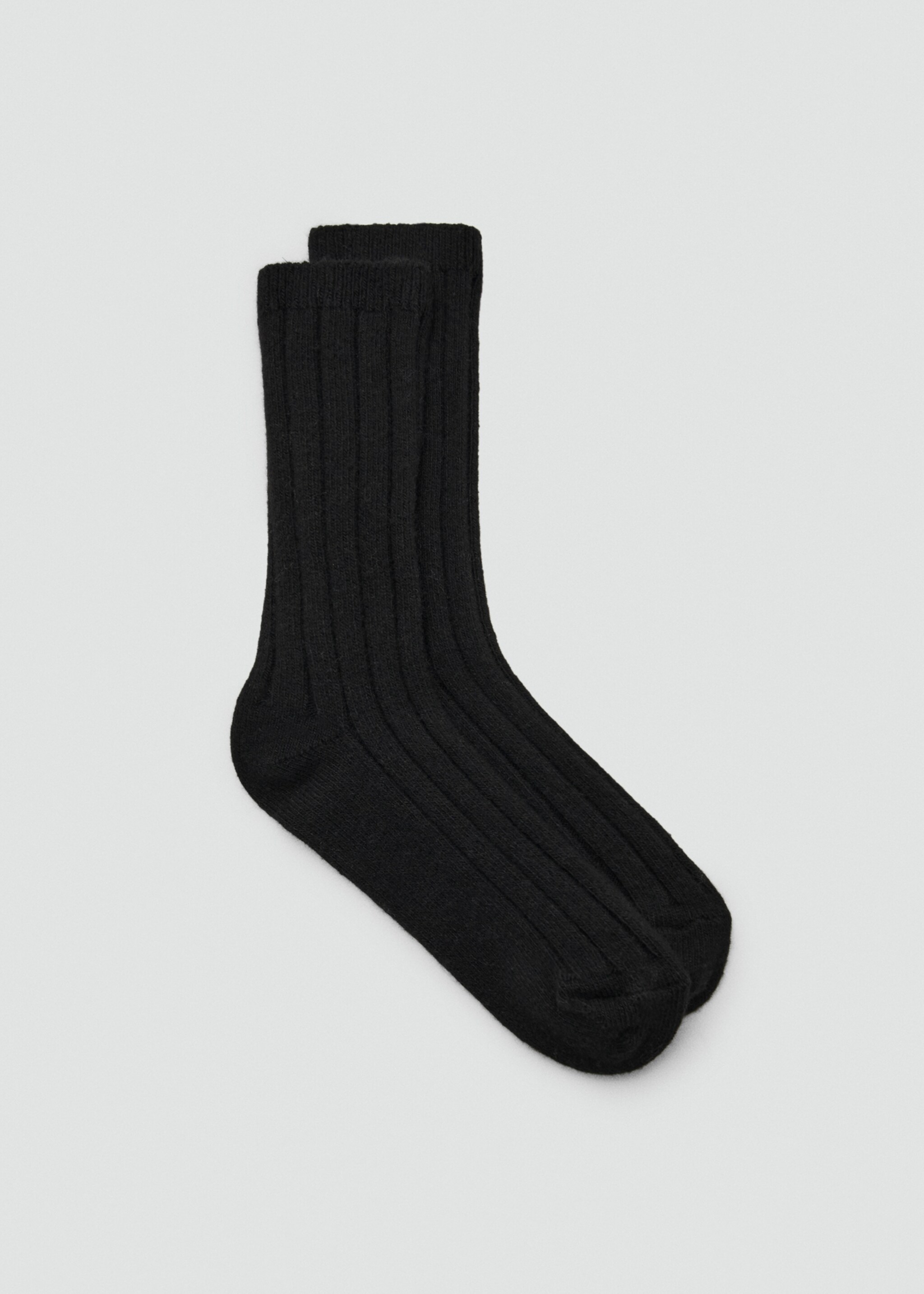 Ribbed wool blend socks - Article without model, Black. Ref: 27071201-00.