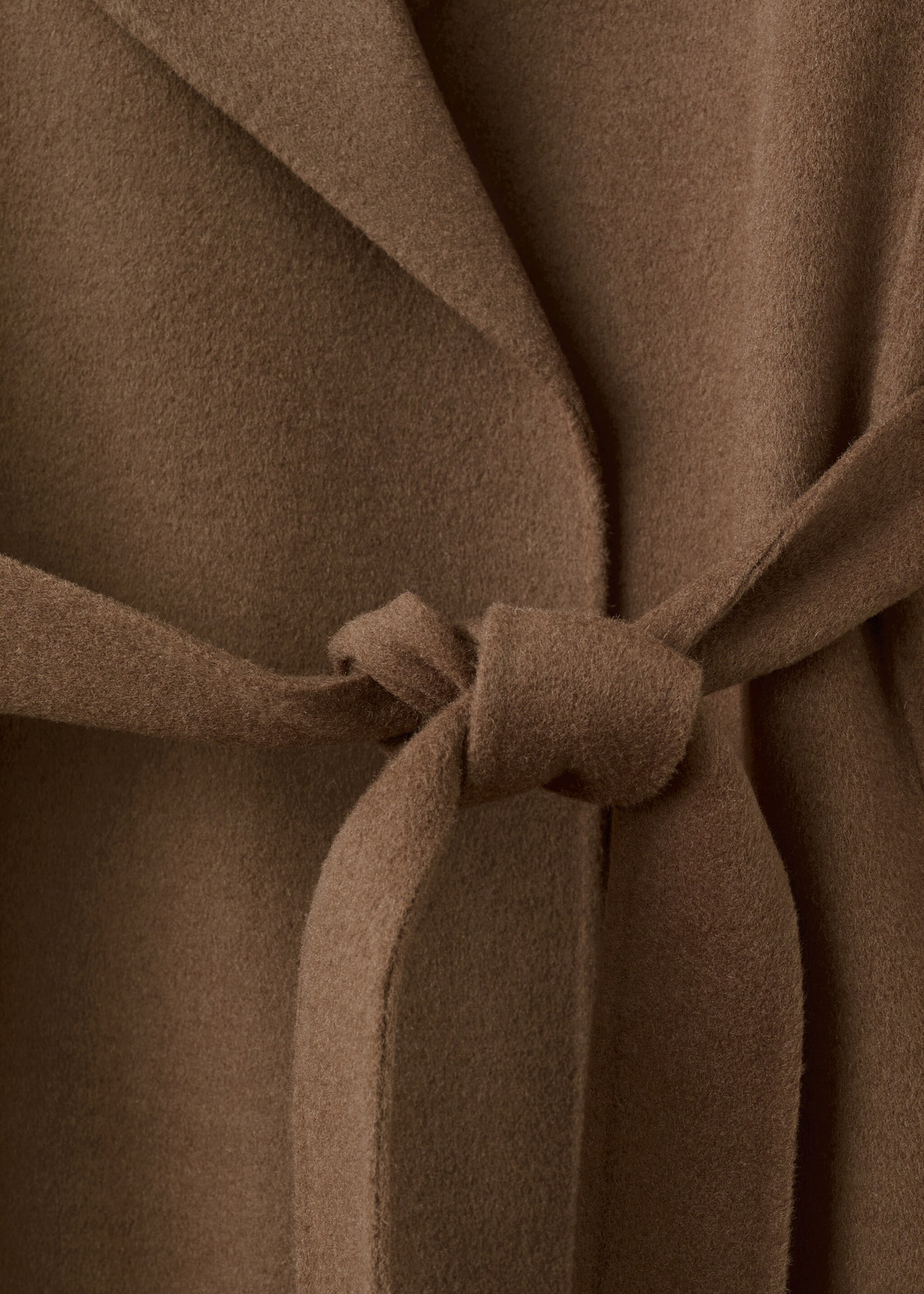 Handmade wool coat with belt - Details of the article 8, Medium Brown. Ref: 27071216-00.