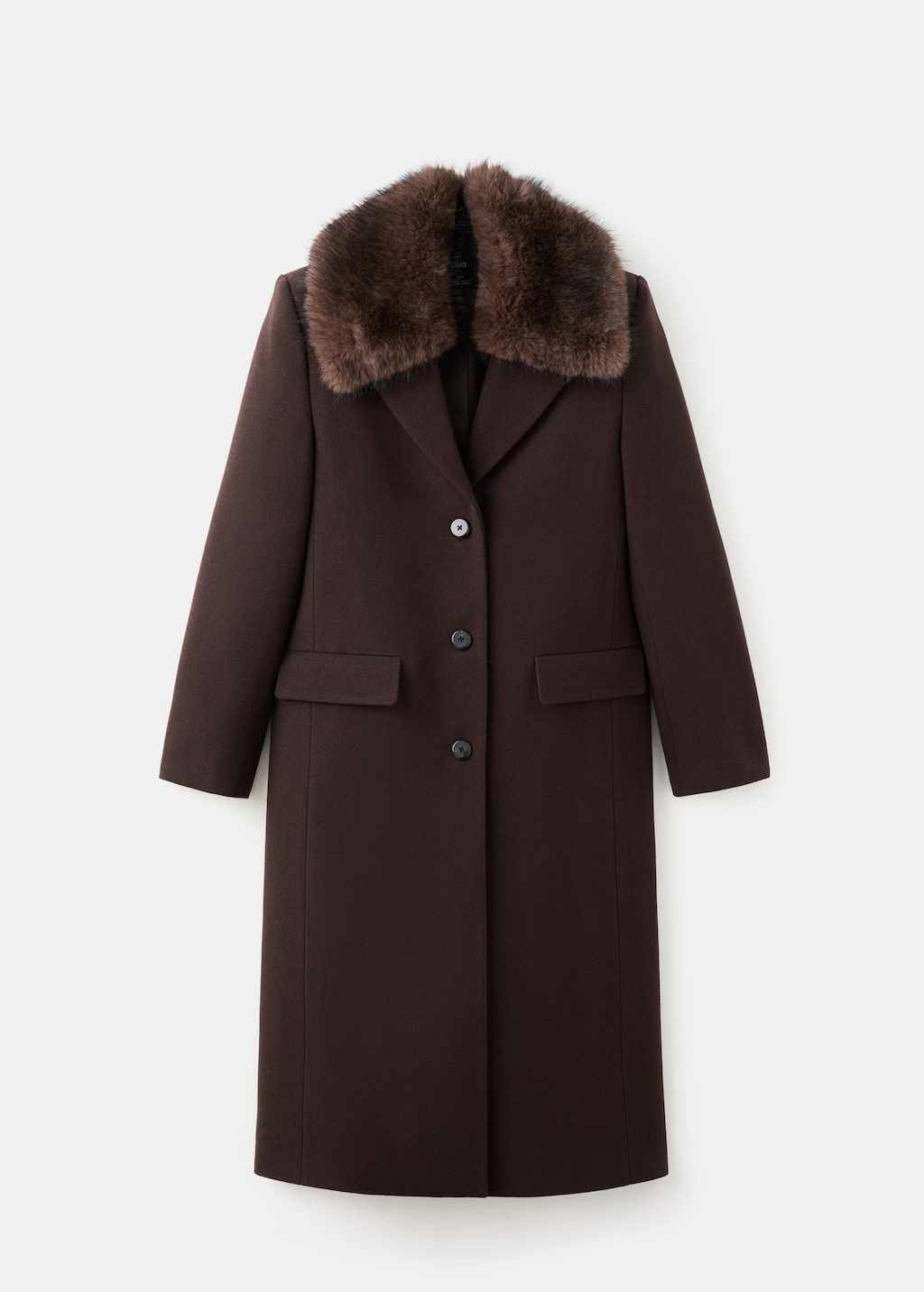 Wool coat with fur collar