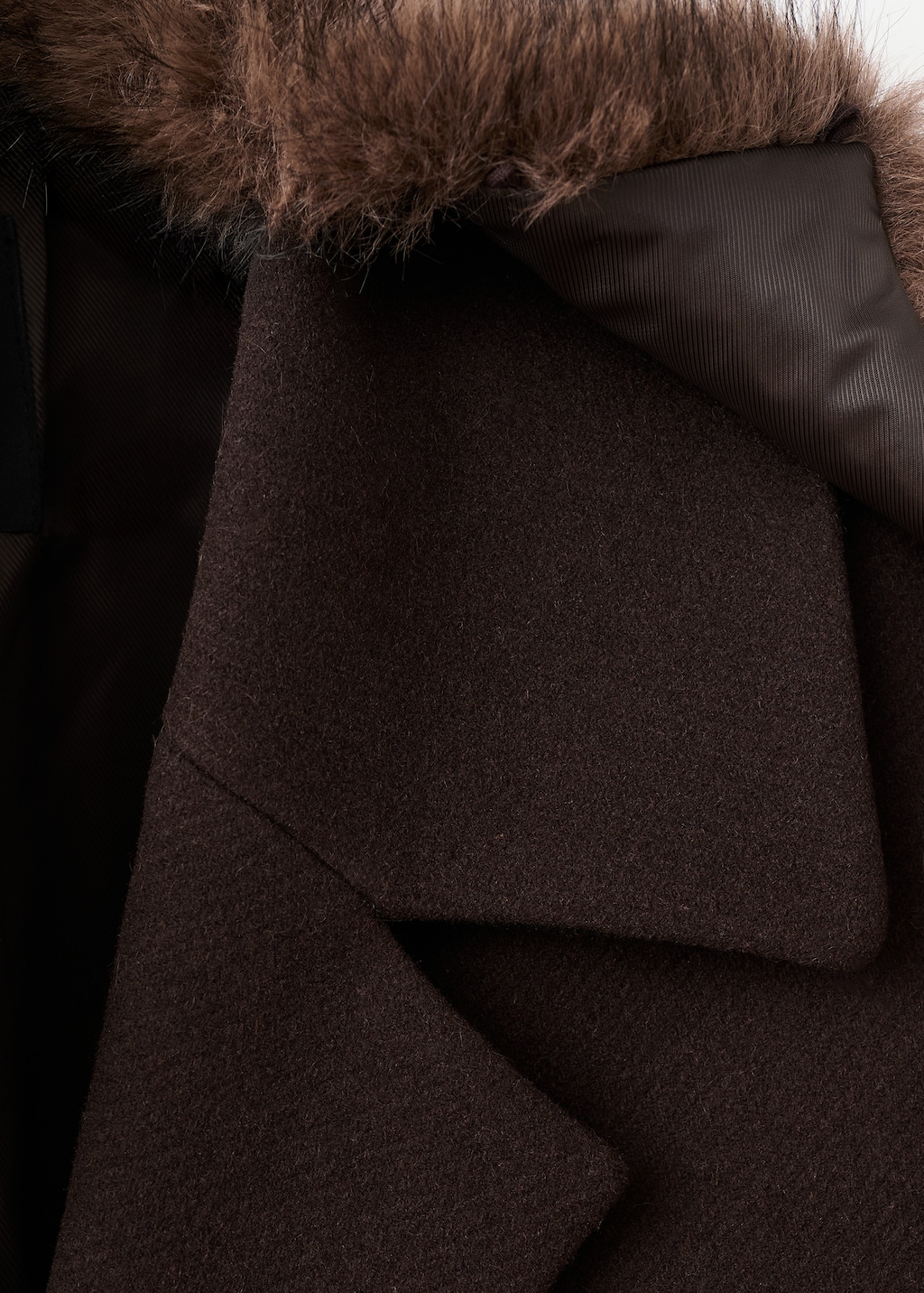 Wool coat with fur collar