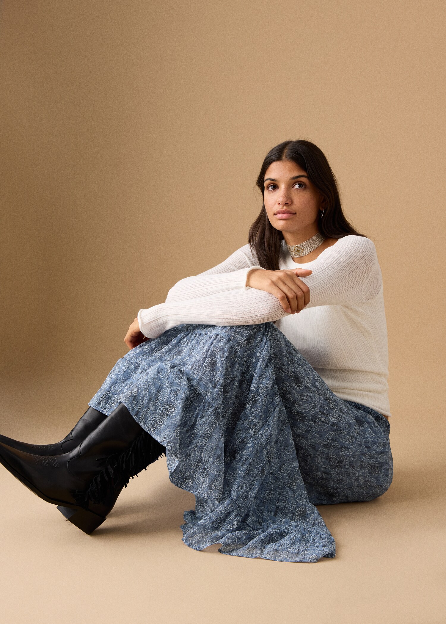 Printed long skirt - Details of the article 1