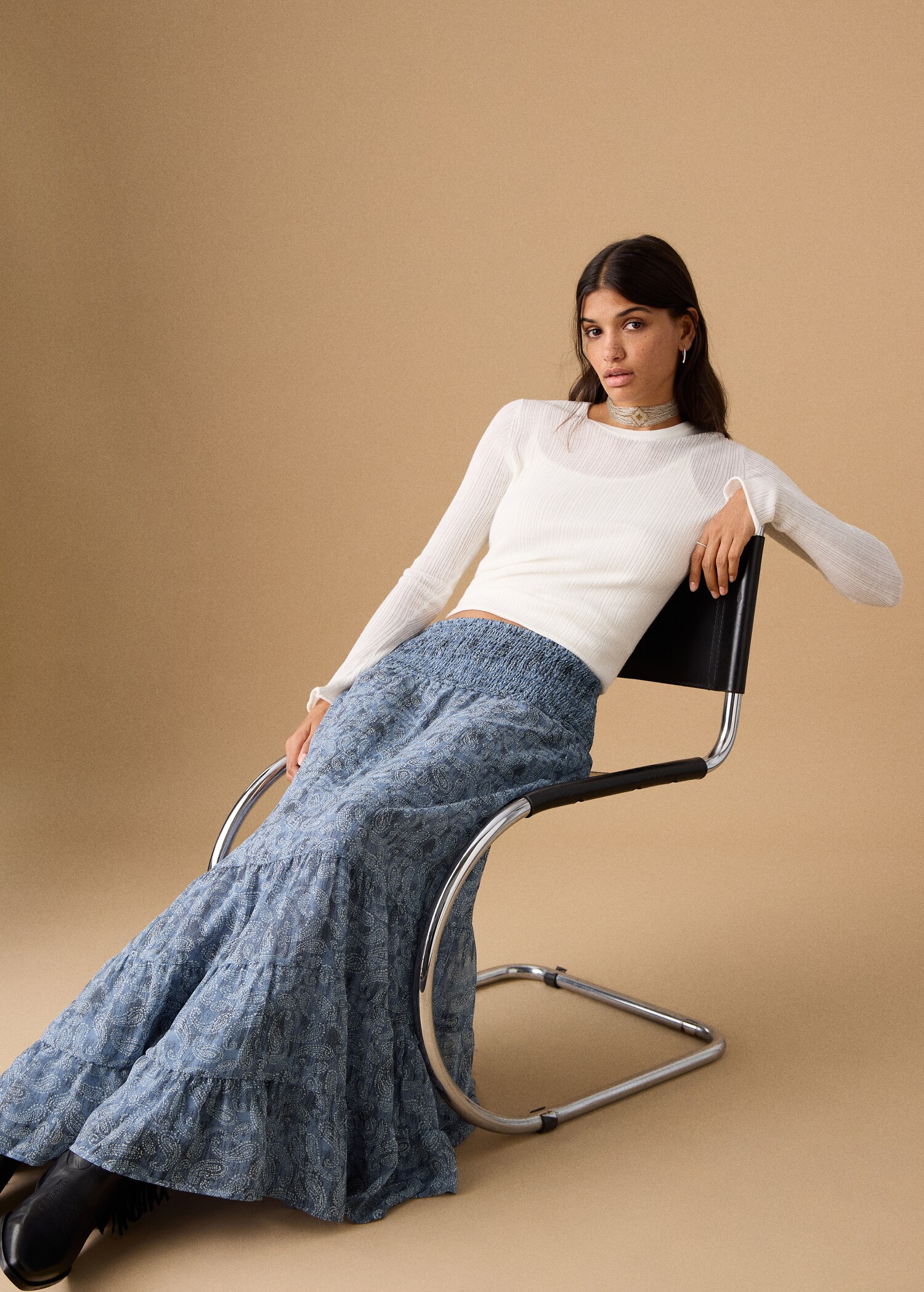 Printed long skirt - Details of the article 2