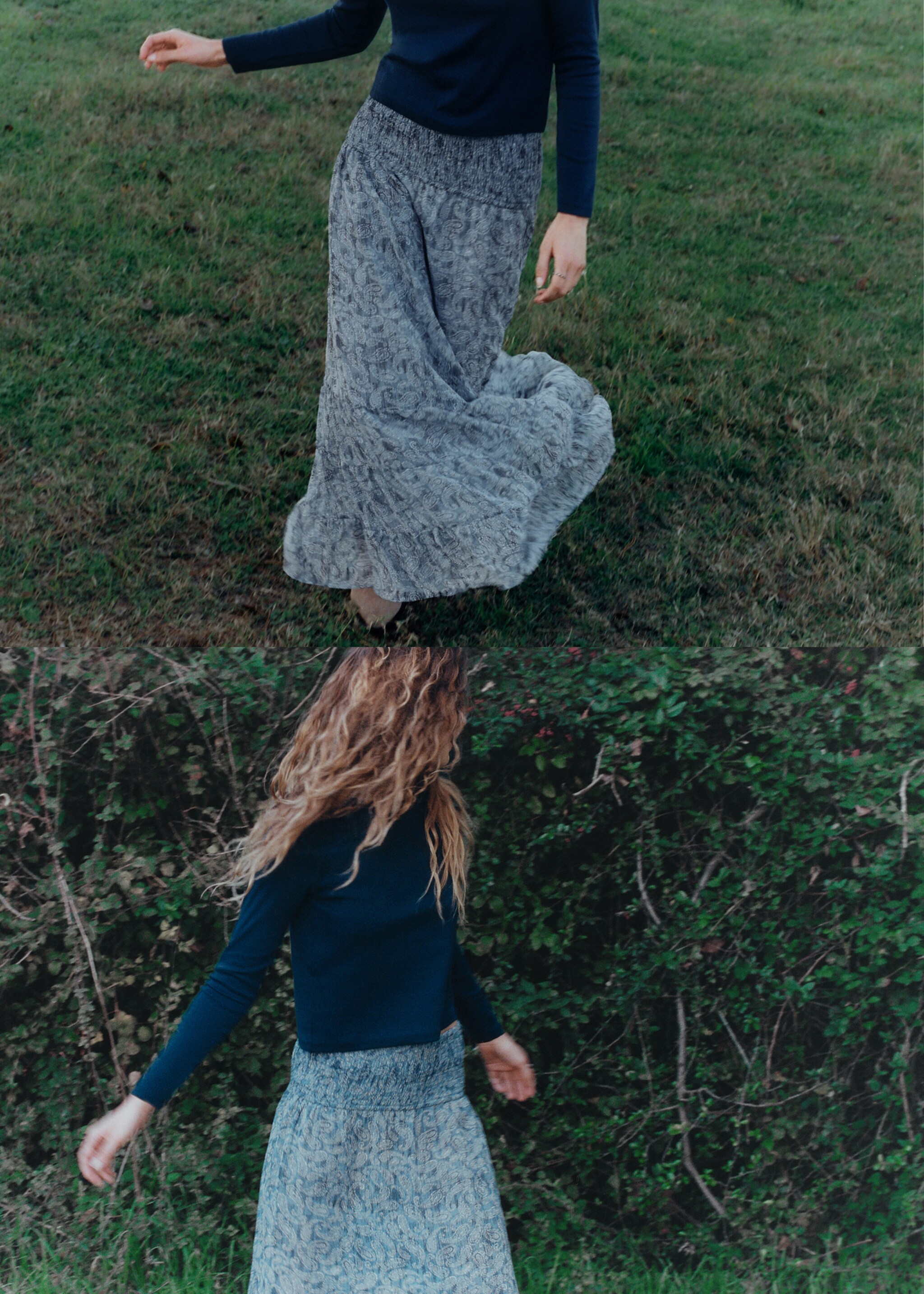 Printed long skirt - Details of the article 5, Sky Blue. Ref: 27071220-00.