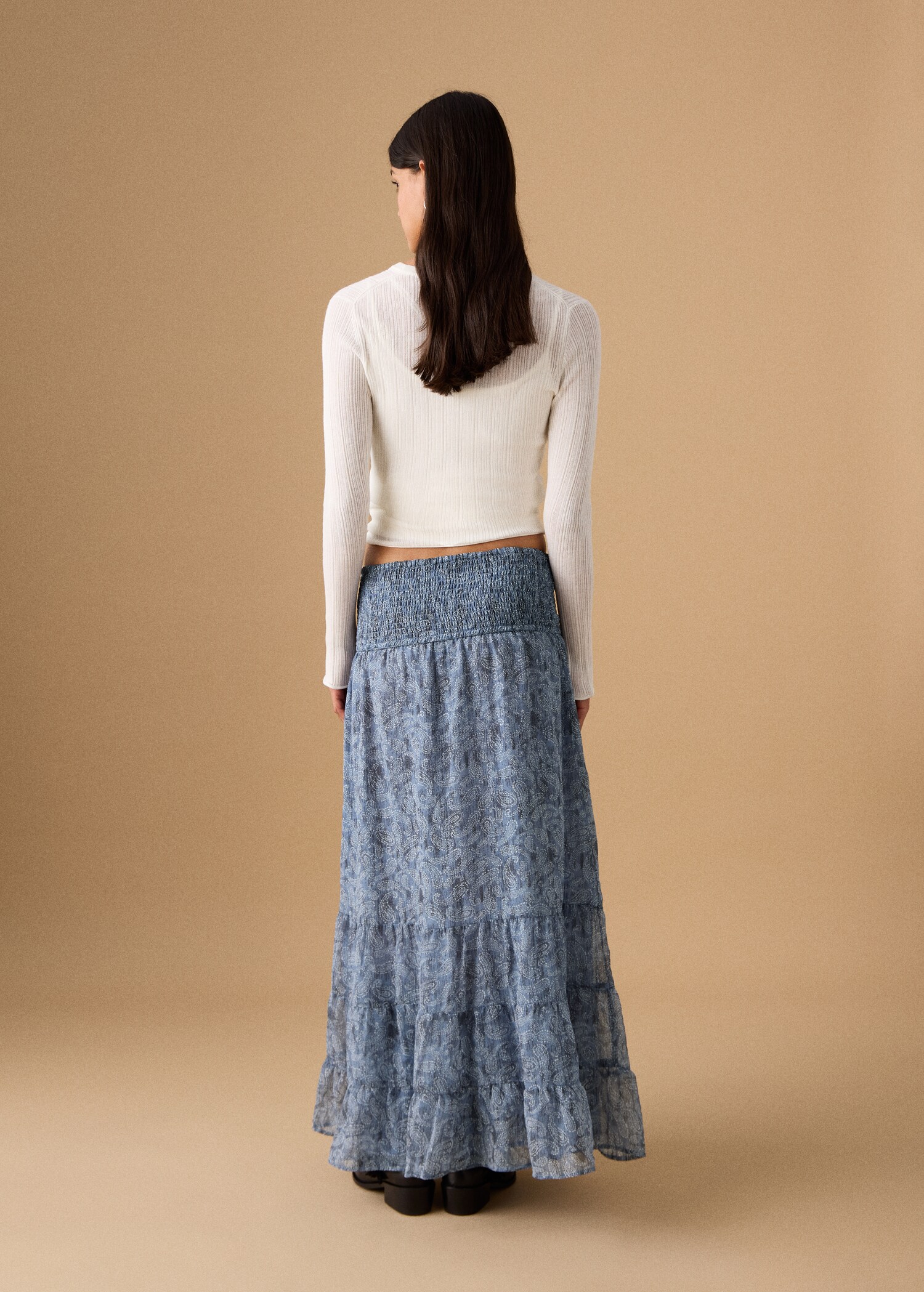 Printed long skirt - Reverse of the article