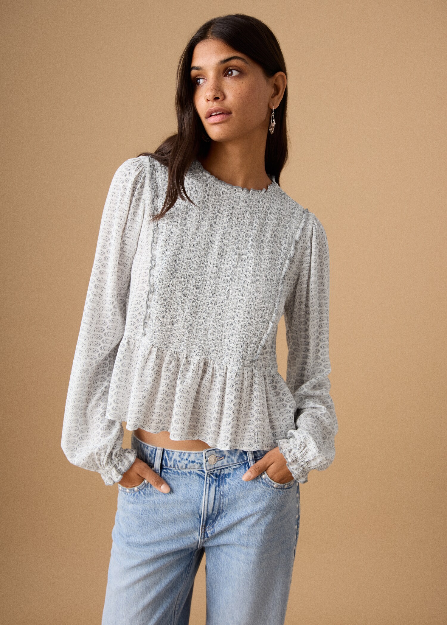 Ruched printed blouse - Medium plane