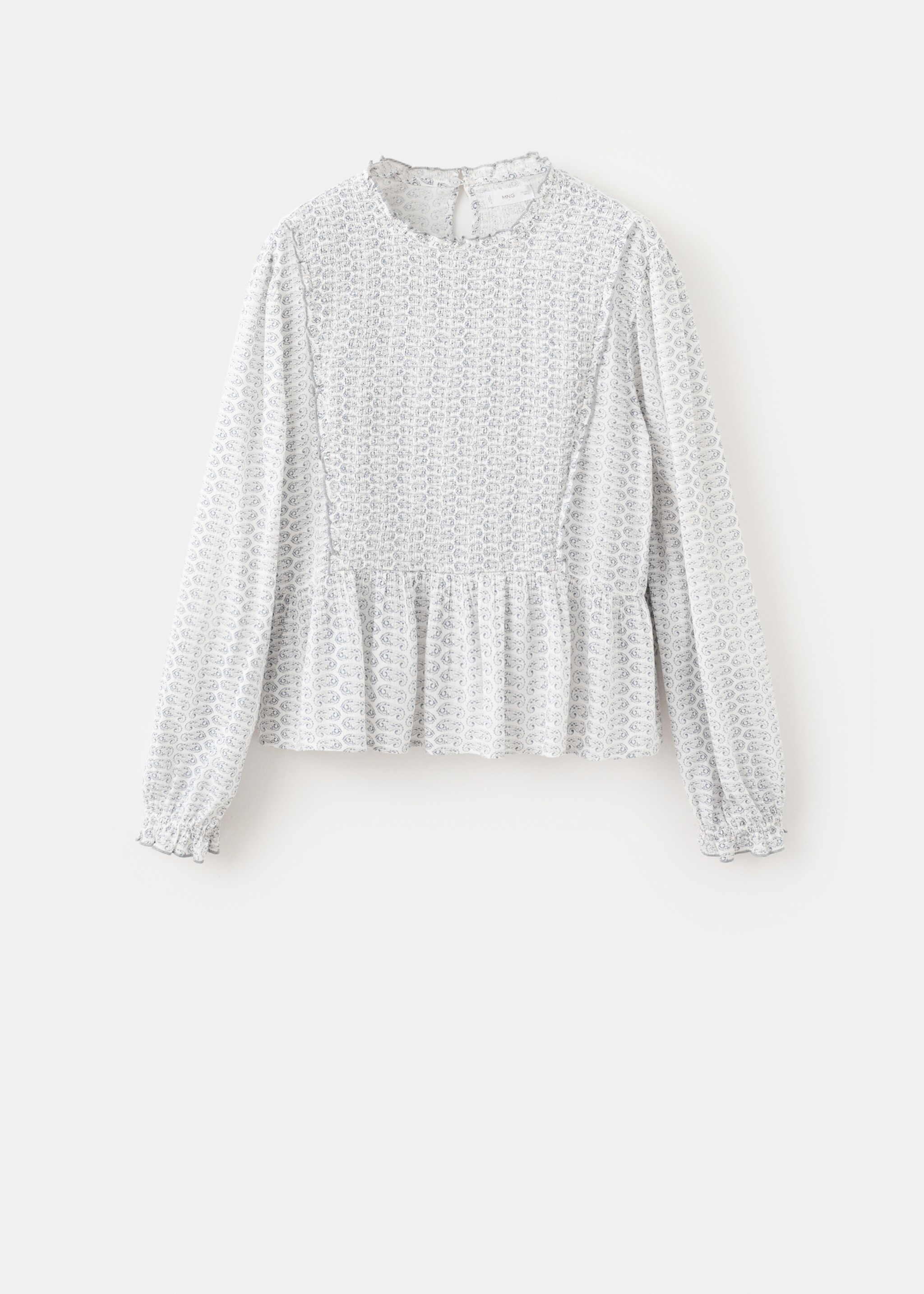 Ruched printed blouse - Article without model, Off White. Ref: 27071221-00.