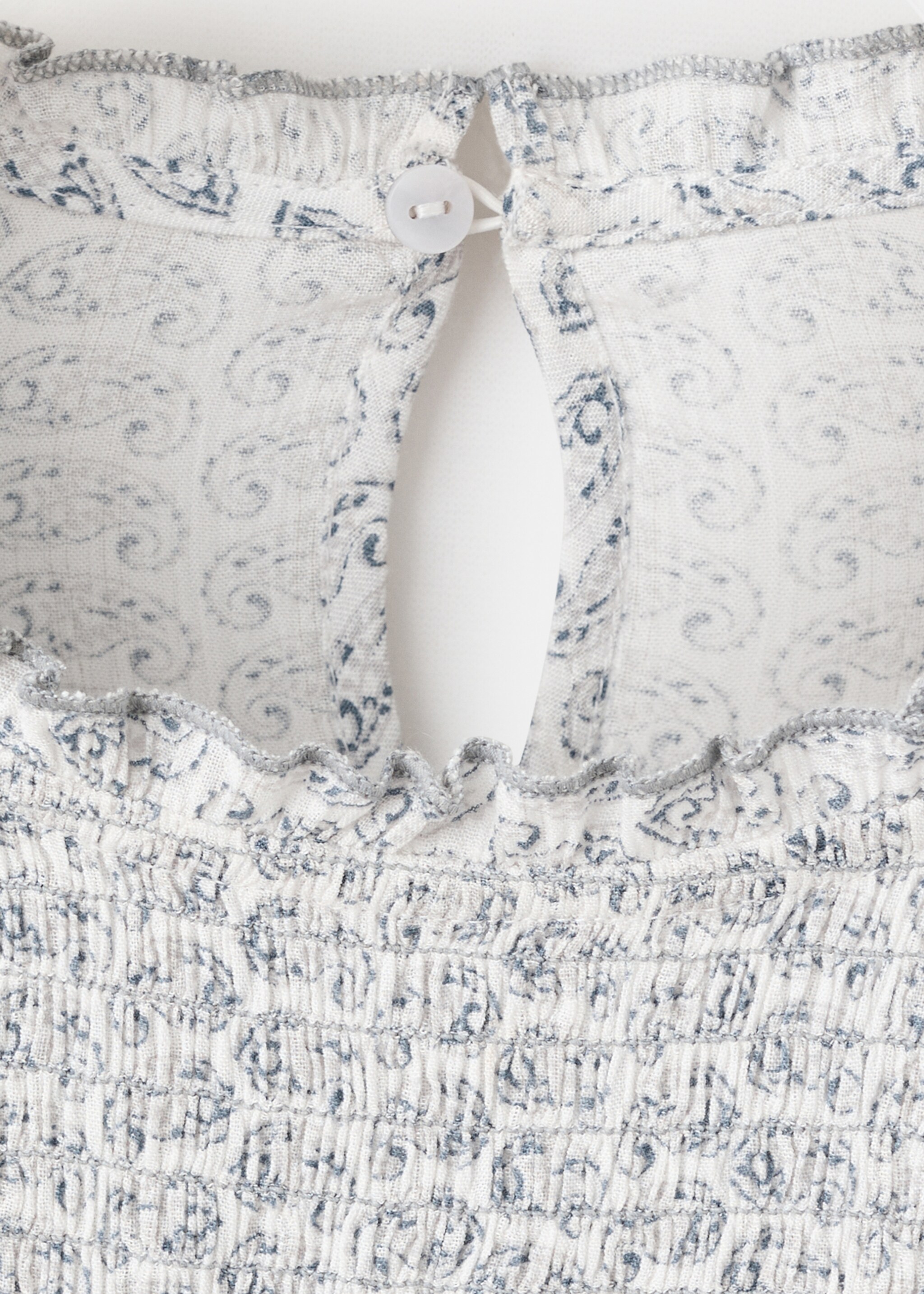 Ruched printed blouse - Details of the article 8, Off White. Ref: 27071221-00.