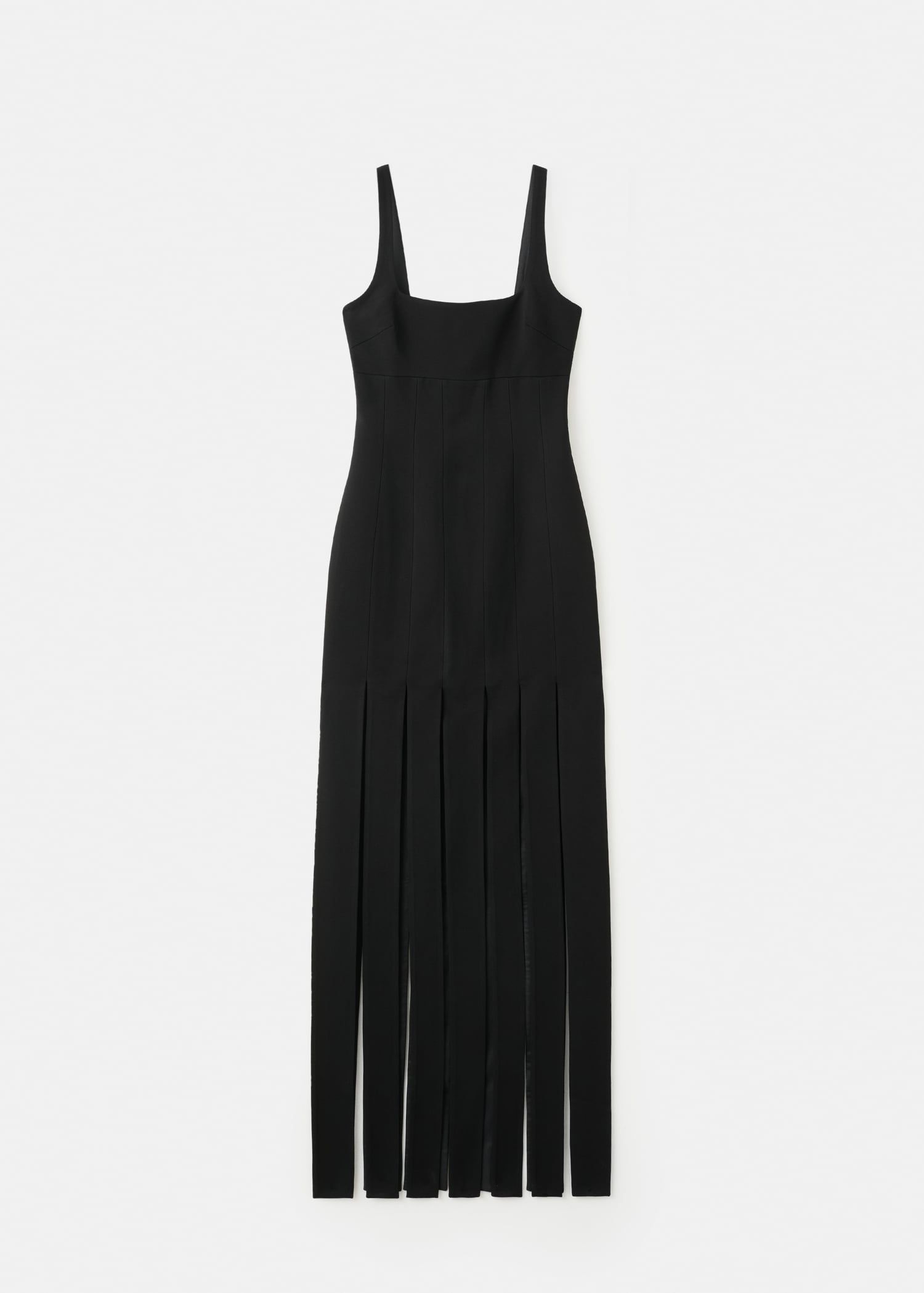 Klänning med djup urringning och fransar - Artikel utan modell