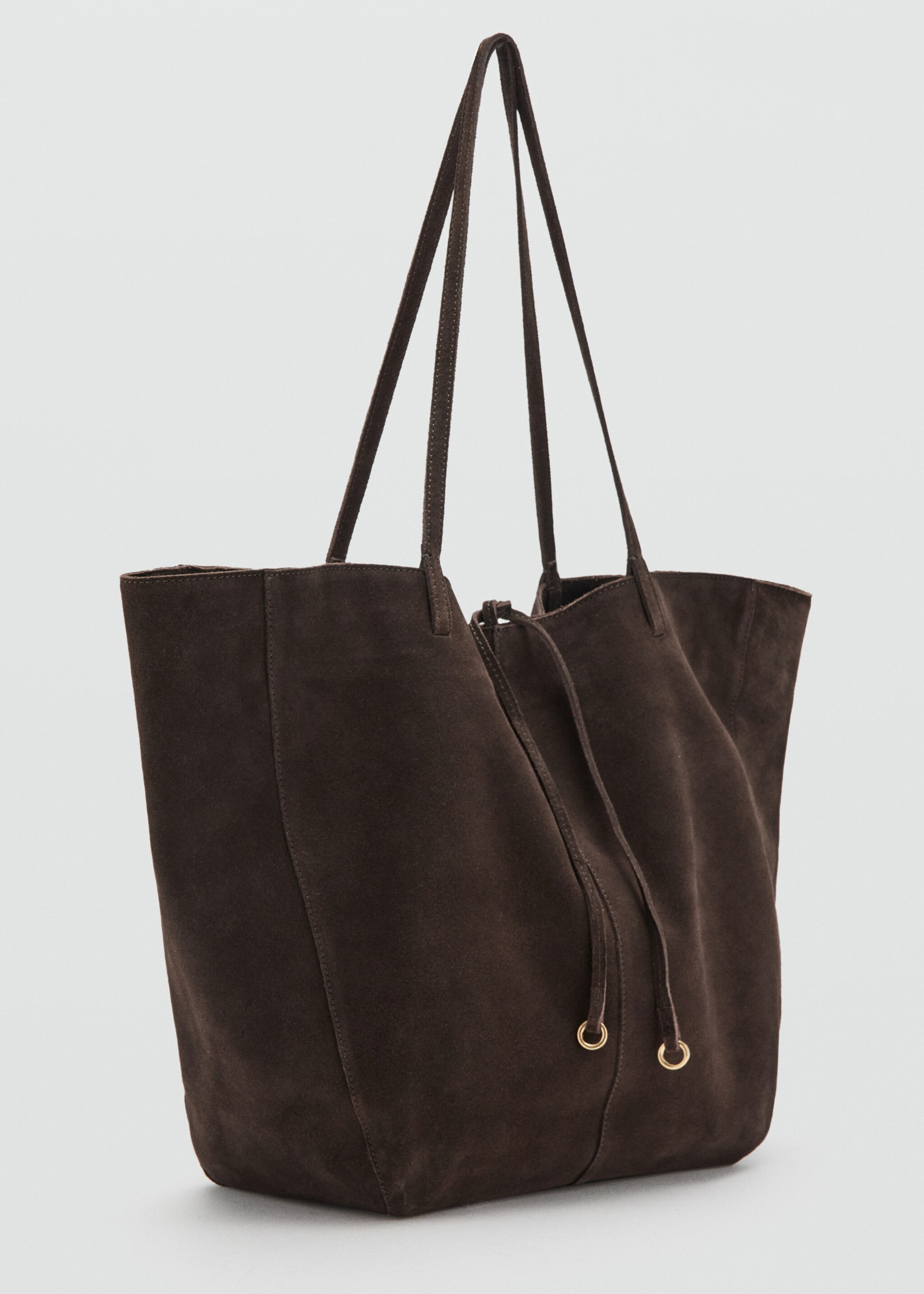 Suede leather shopper bag - Medium plane, Chocolate. Ref: 27071224-00.