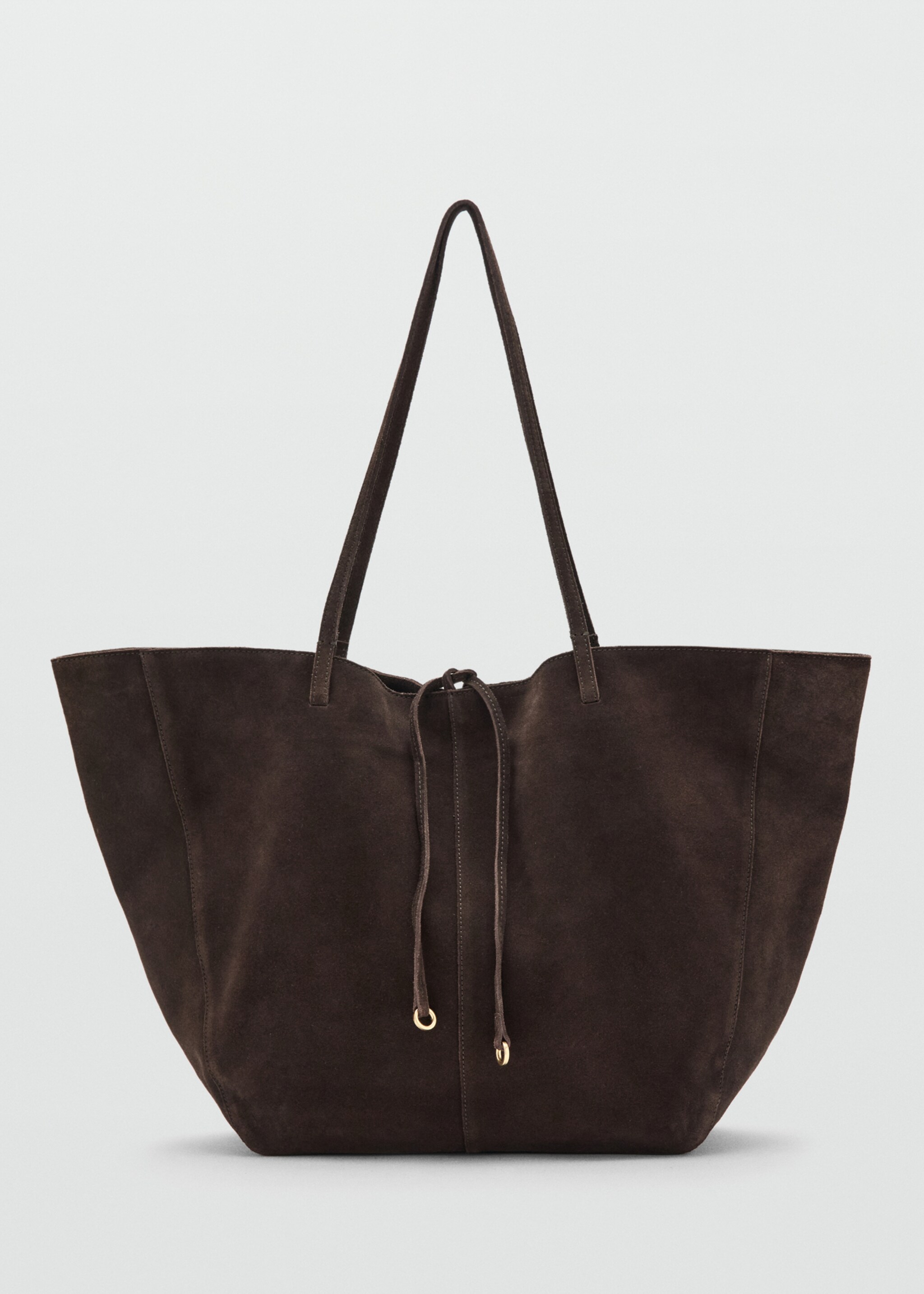Suede leather shopper bag - Article without model, Chocolate. Ref: 27071224-00.