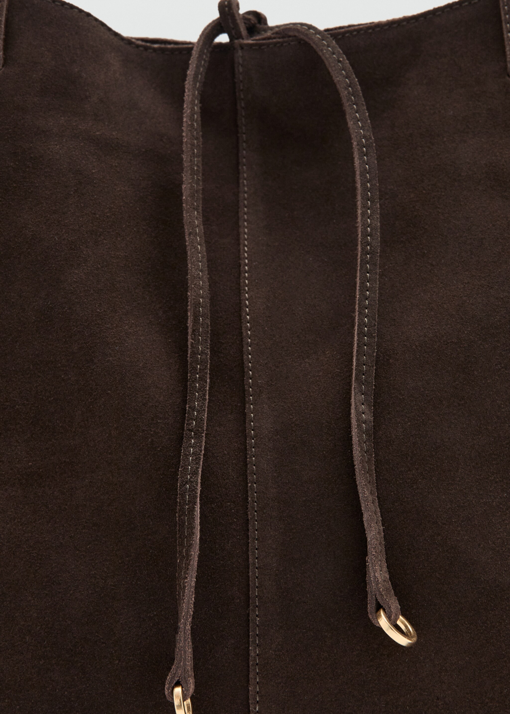 Suede leather shopper bag - Details of the article 1, Chocolate. Ref: 27071224-00.