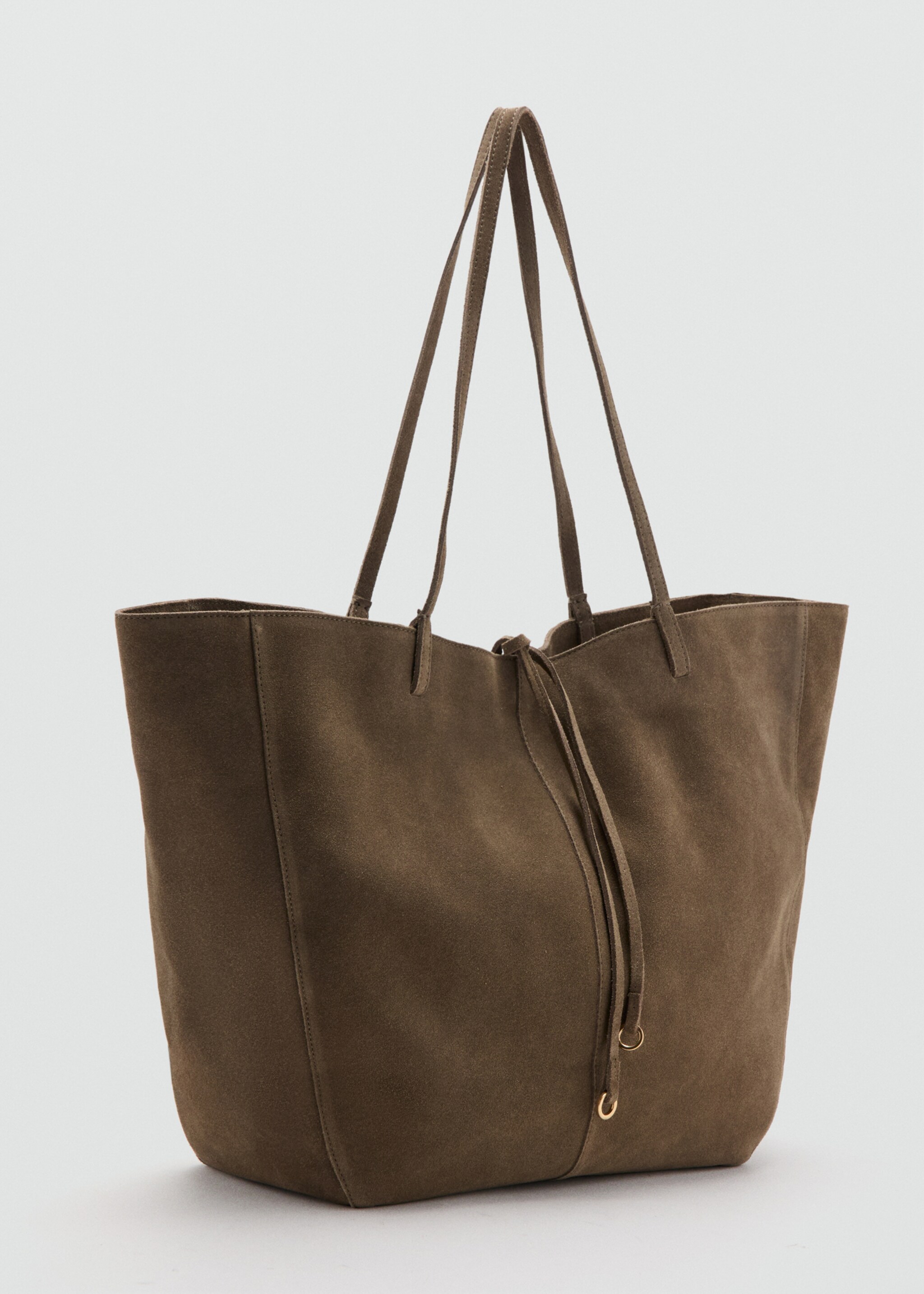 Shopper-Tasche aus Wildleder - Mittlere Ansicht, Khaki. Ref: 27071224-00.