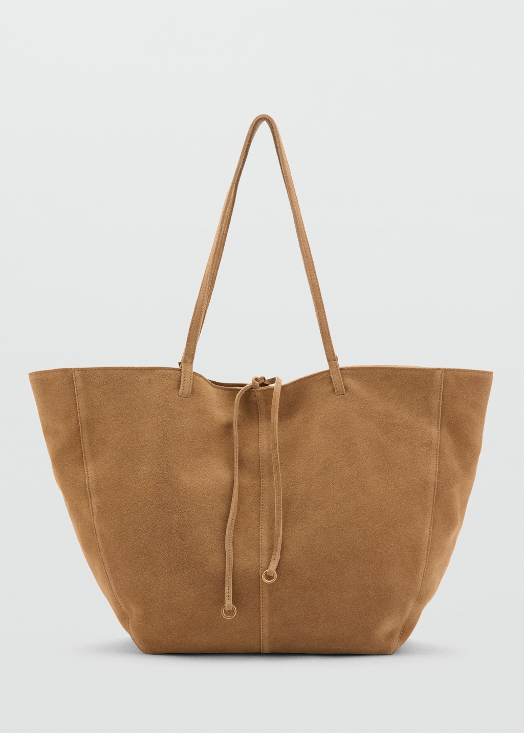 Suede shopper bag with bow closure - image 2