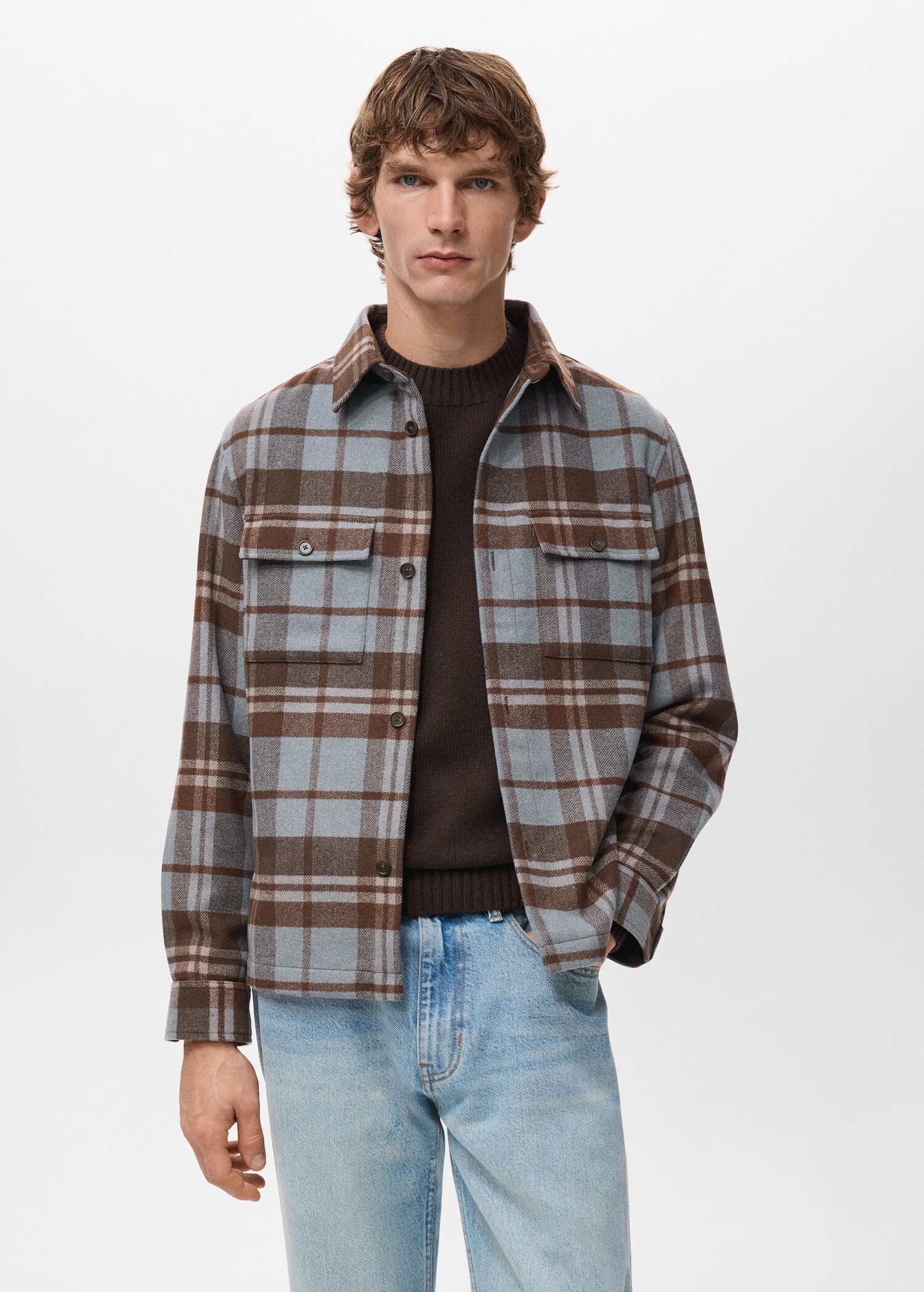 Surchemise carreaux poches - Plan moyen