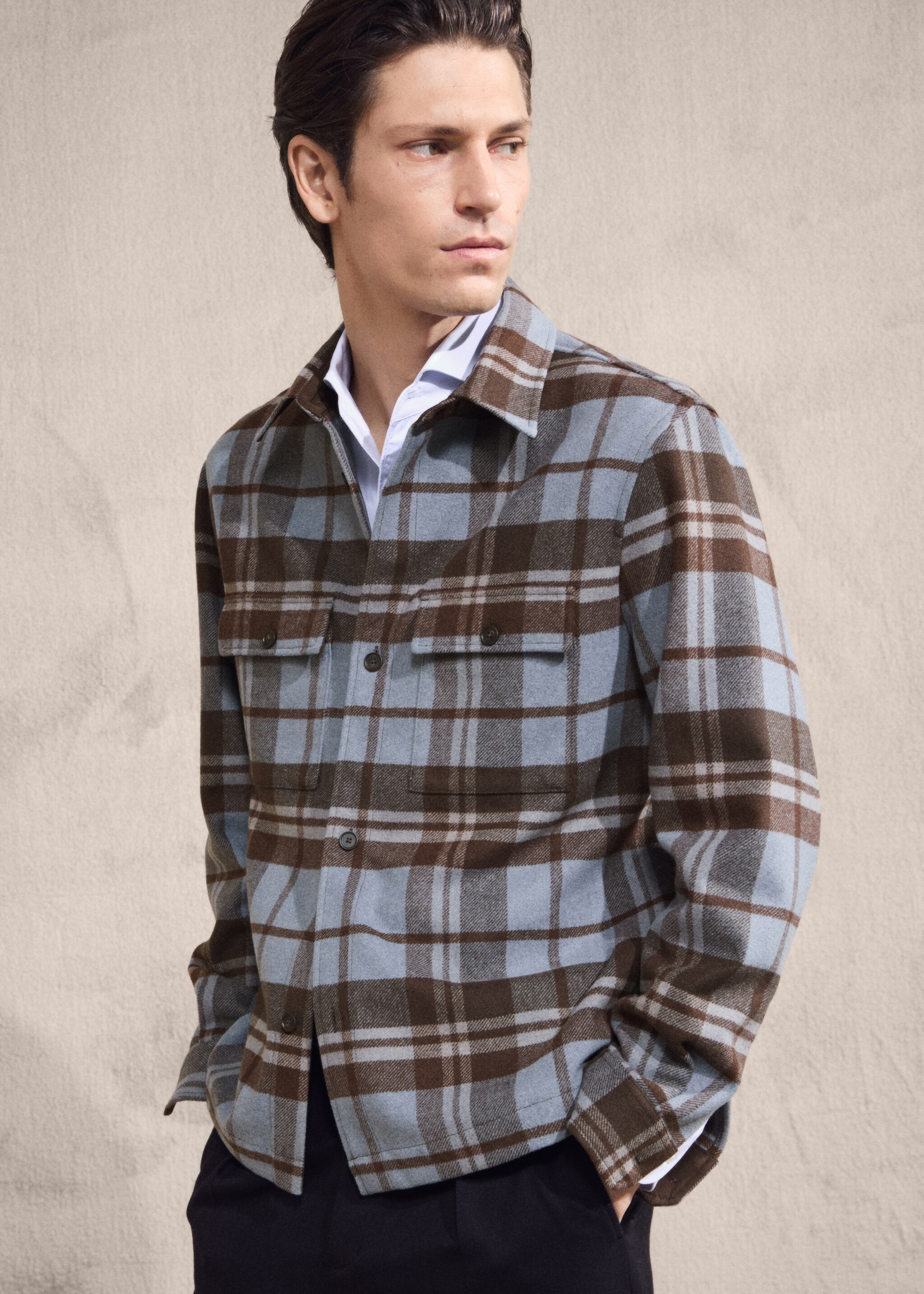 Πουκάμισο overshirt καρό τσέπες - Λεπτομέρεια του προϊόντος 3, Μπλε Πρωσίας. Ref: 27071225-00.