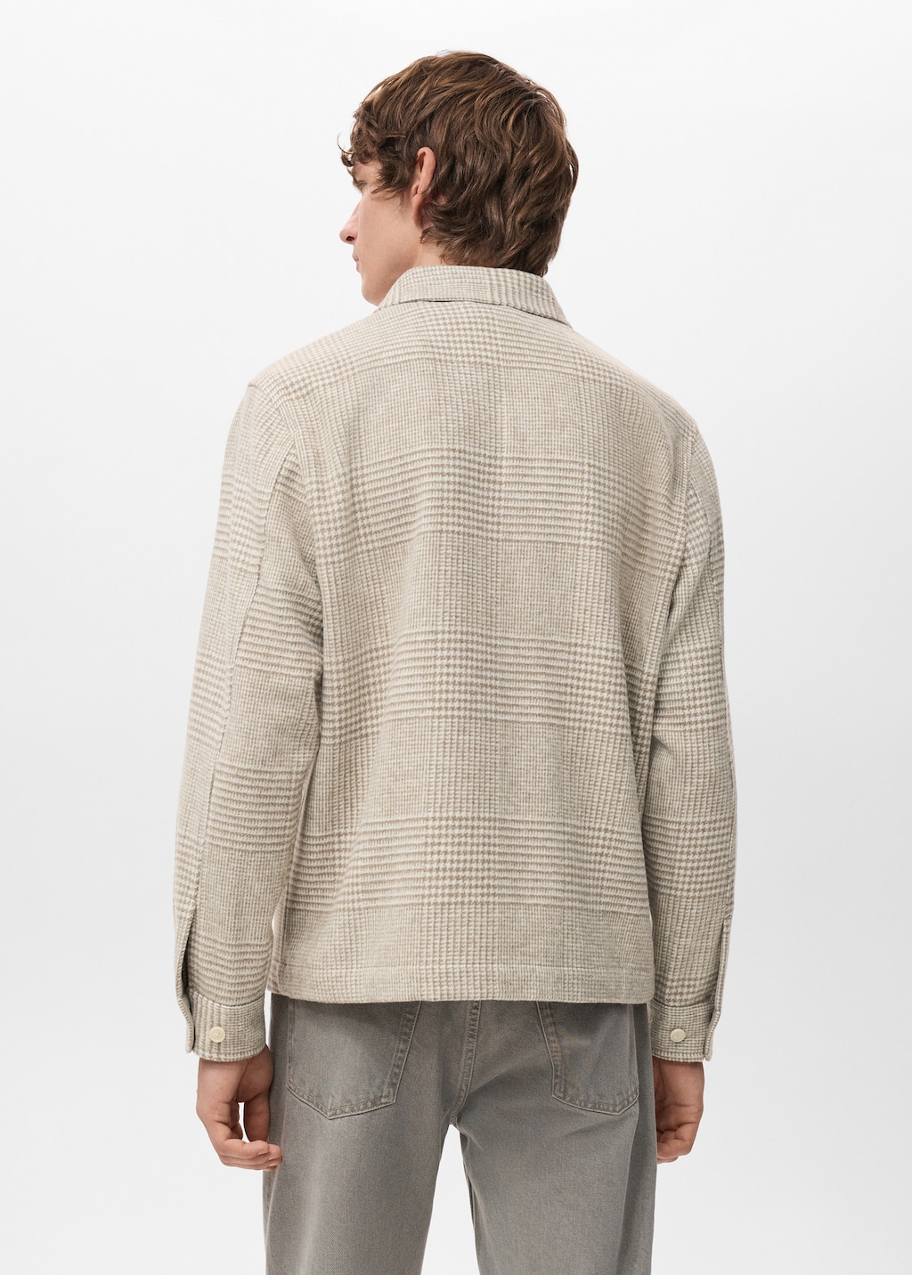 Check wool-blend overshirt